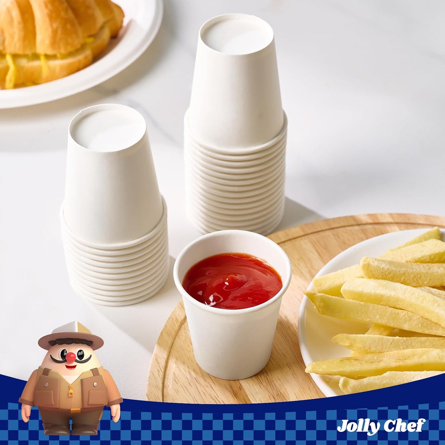 JOLLY CHEF 400 Count 3 oz Paper Cups, Disposable Mini Bathroom Mouthwash Cups for Home, Office, School, Store