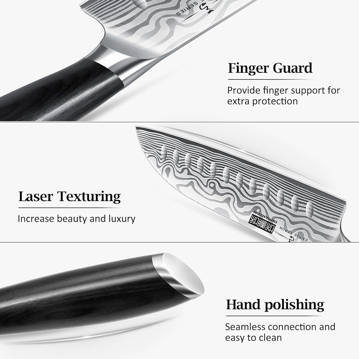 7 Inch Santoku Knife, Ultra Sharp Japanese High Carbon Powder Steel Kitchen Knife, Professional Chefs Knife with Ergonomic Handle