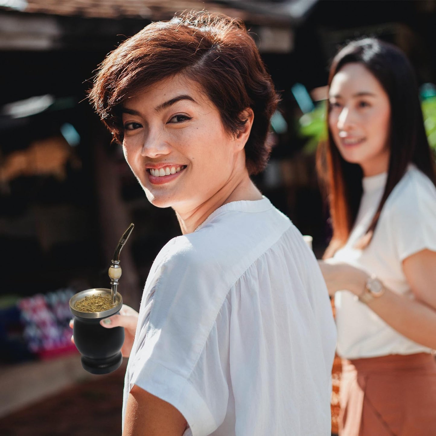 Reusable Bombilla Yerba Mate Straw - Stainless Steel Removable Spoon Style Filter with a Beautiful Bead - Metal Straw for Drinking Loose Leaf Tea, Coffee, Cocktails - Includes Cleaning Brush by Beruth