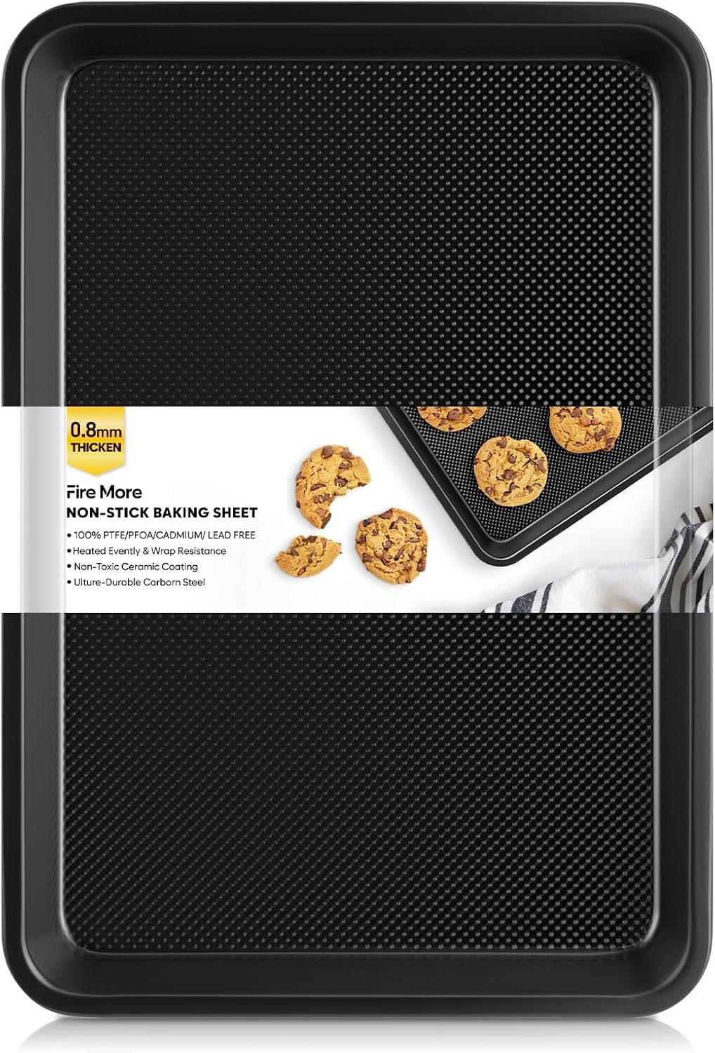 Cookie Sheet for Baking, Ceramic Half Baking Sheet Pan, Thicker Carbon Steel Baking Sheet Non Stick, 17.5 x 13 Inch Baking Tray for Oven