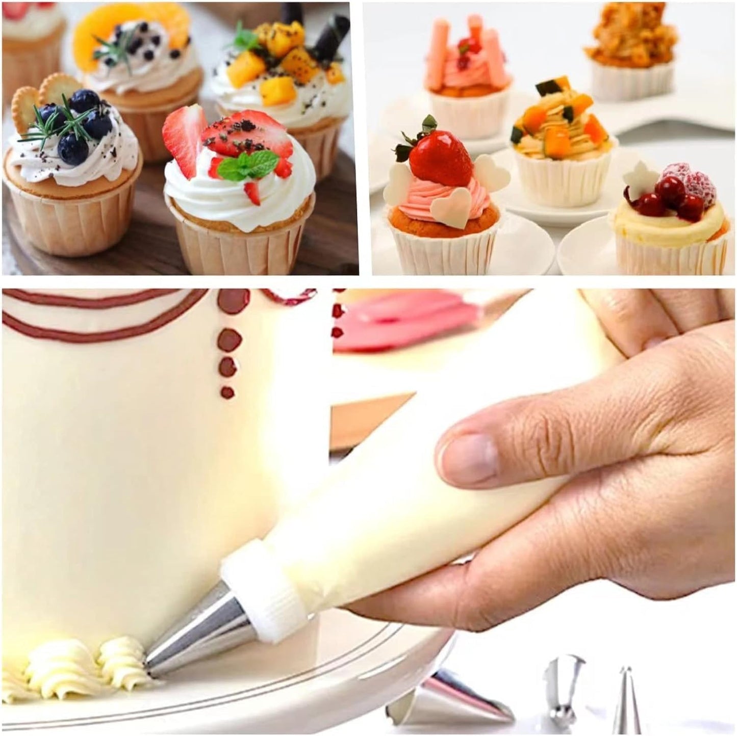 23 inch Frosting Piping Bag Disposable, AMBESTAR 100 Pieces Professional Clear Huge Thickened Cake Decorating Bag for Cream Frosting, Cakes and Cookies Decoration, Baking Lovers Accessories