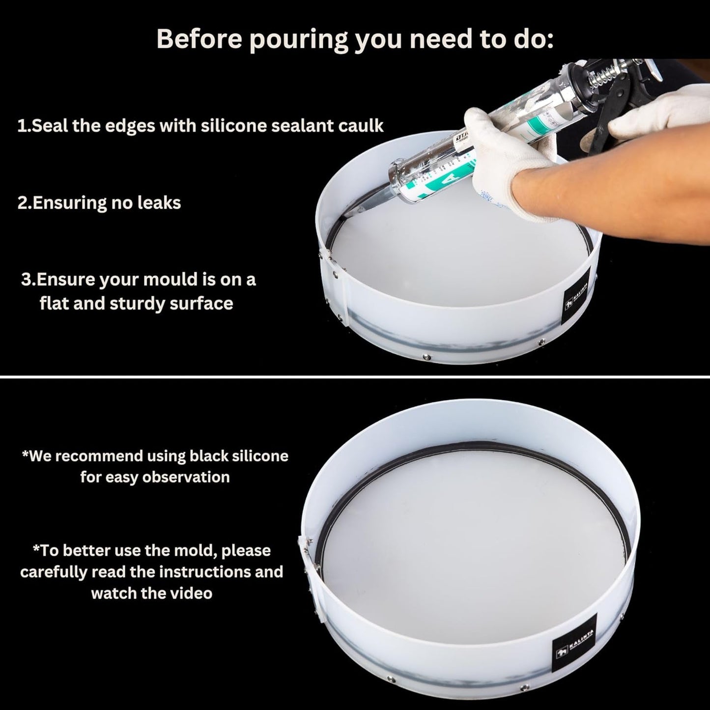 Resin Mold Large Round Deep -Kalinta 20inch Reusable Epoxy Round Molds for Resin Clock, Serving Tray Board, End Table，Floral Preservation Bouquet