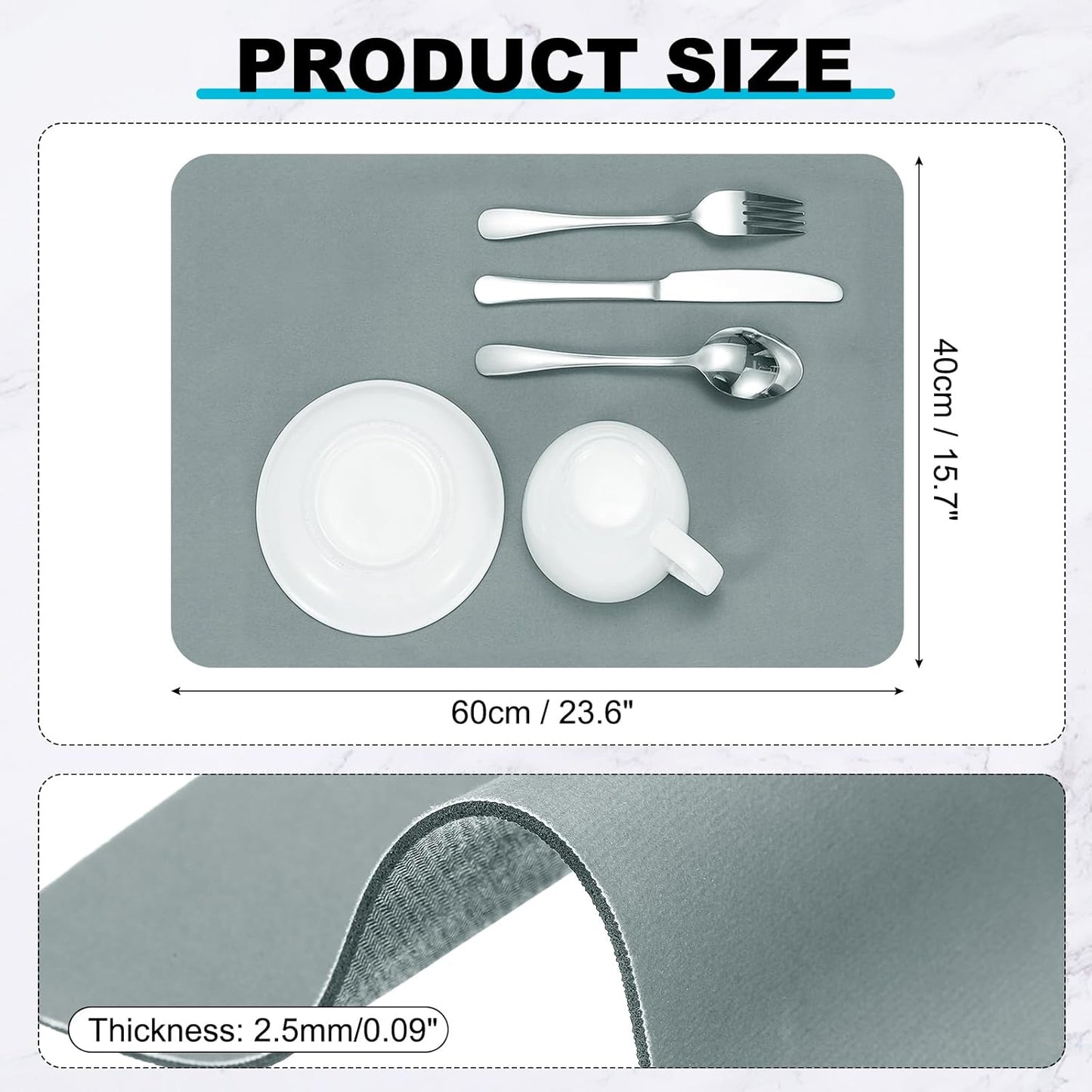 uxcell Silicone Mats for Kitchen Counter, 23.6" x 15.7" Non-Slip Countertop Protector Mat Heat Resistant Coffee Mat Waterproof Table Placemat, Gray