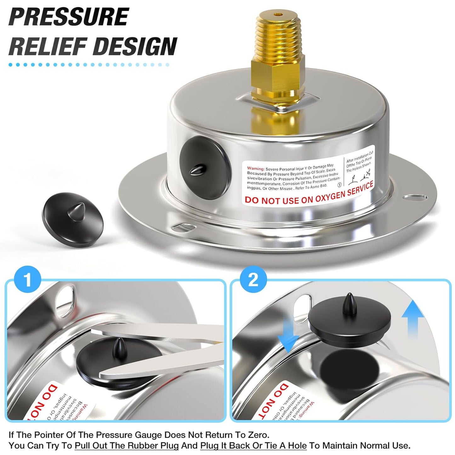 MEANLIN MEASURE -30inHG~30Psi Liquid Filled Pressure Gauge Front Flange Panel Mount, 1/4" NPT 2.5" FACE DIAL Stainless Steel Case with Phillips Screw and Nut, +/-3-2-3%
