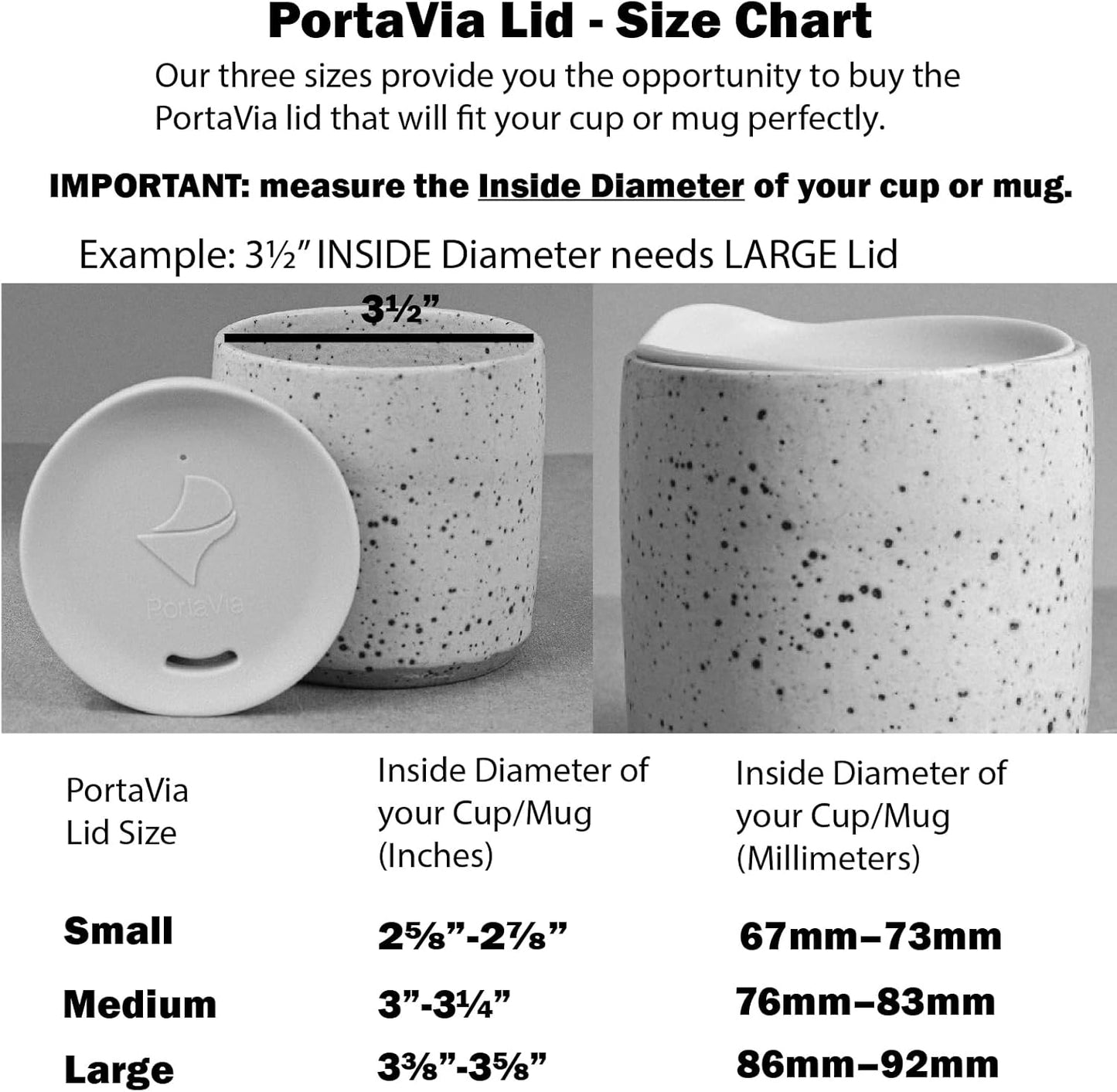 Reusable Coffee Cup Silicone Lid – Fits Most Tumbler, Water Bottle, & Ceramic Coffee Mug Between 3⅜”-3⅝” – Dishwasher-Safe Travel Mug Lid keeps your beverage in your mug (Large - Clear)