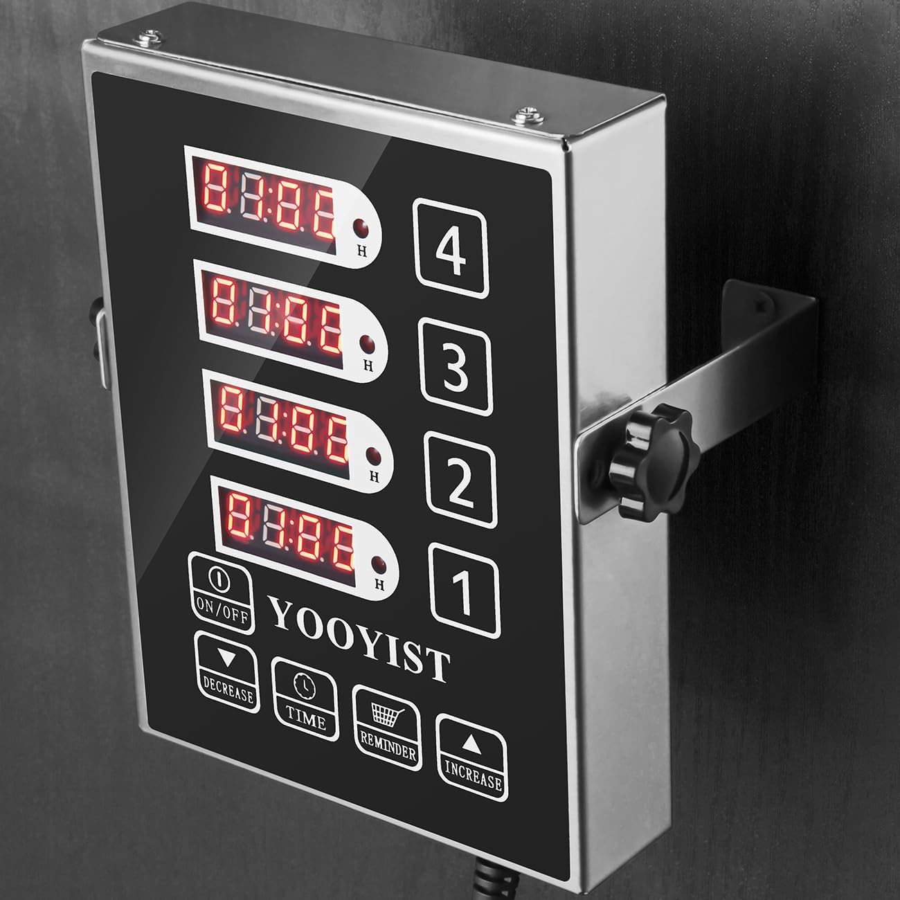 Kitchen Timers for Cooking – 4 Channel Commercial Kitchen Timer Restaurant Kitchen Supplies – Stainless Steel LED Technology Kitchen Timer Digital – Reminder Function, Loud Alarm, Grey