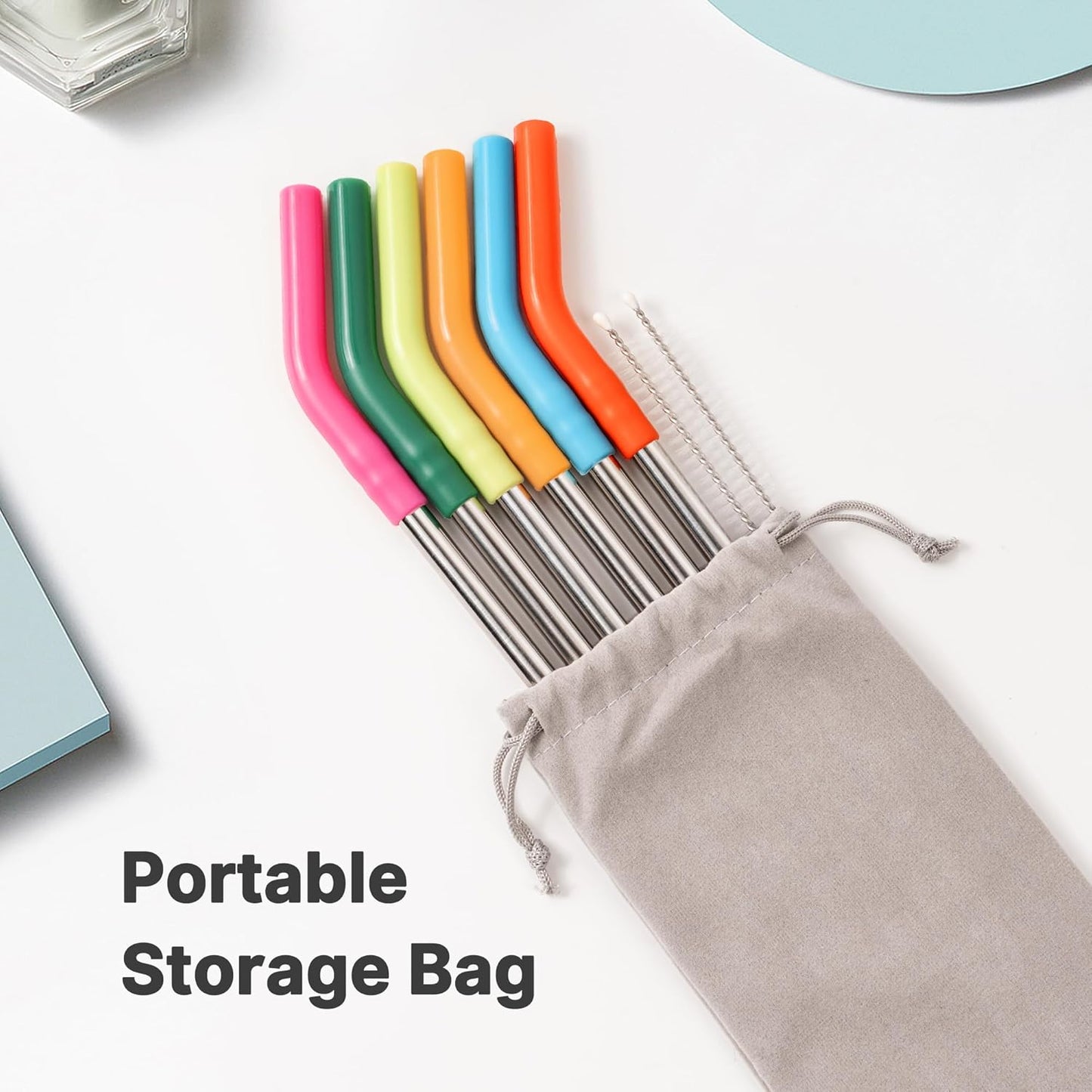 Metal Straws Reusable for 40oz Tumblers,Stainless Steel Replacement Straight Straws with Silicone Tips for 40oz Stanley Cup, Simple Modern,Meoky Tumblerr, Cleaning Brush