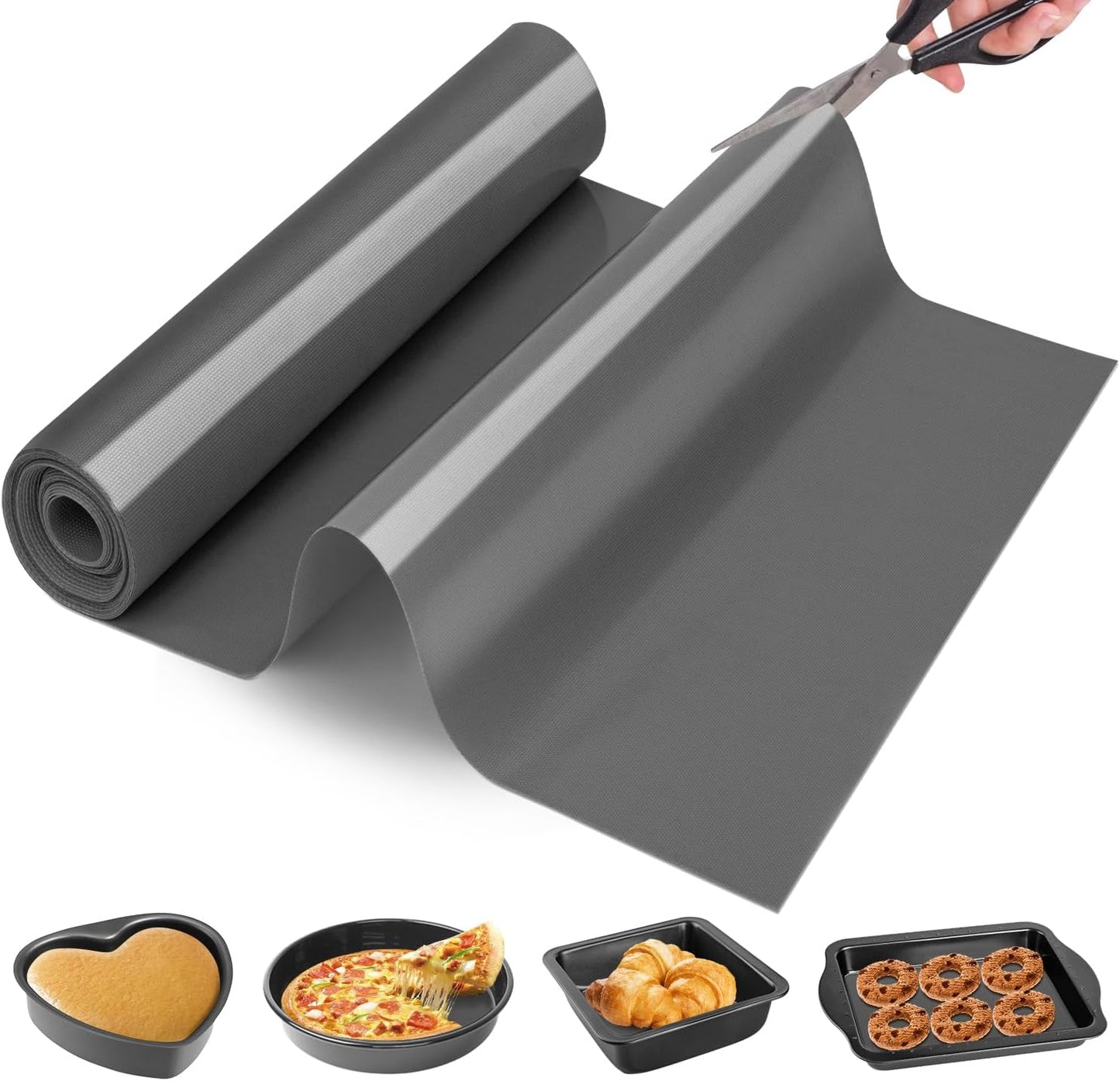 Silicone Baking Mat Roll- Cut To Size Silicone Mat - Reusable Baking Mat, Silicone Pastry Mats for Rolling Dough, Non Stick Food Grade Silicone Sub Mat Roll, Kitchen Counter Mat