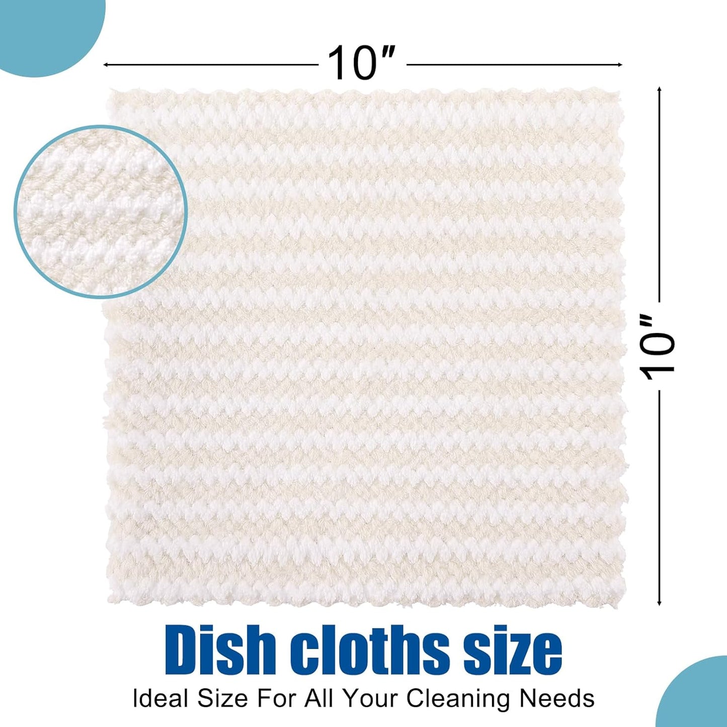 Homaxy 18 Pack Kitchen Dish Cloths, Ultra Soft and Absorbent Dish Towels, Reusable Fast Drying Microfiber Cleaning Cloth, Coral Velvet Wave Design No-lint, 10 x 10 inches, Dark Grey/Navy Blue/Beige