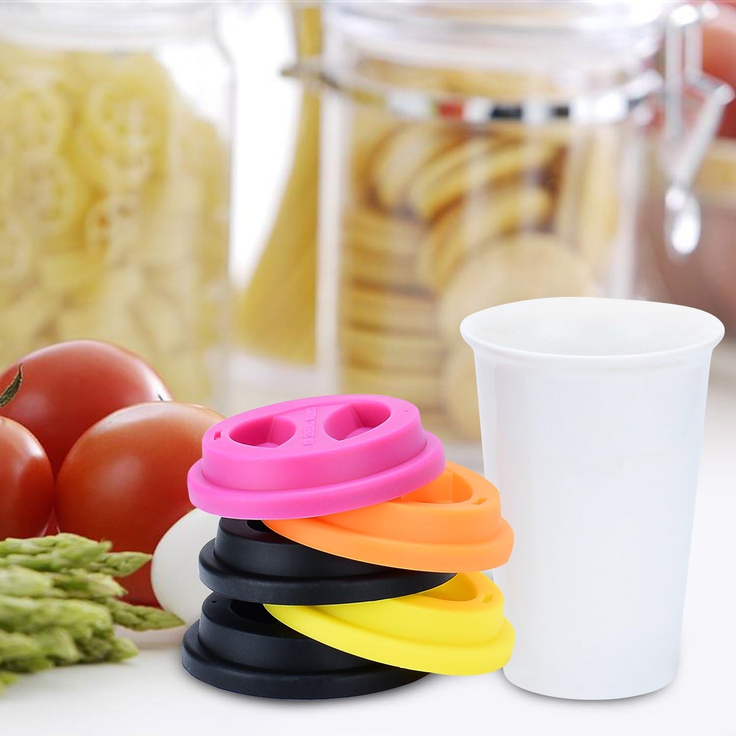 Coffee Mug Lid(3.15"Inner Diameter,3.43"Outer Diameter), KSENDALO Thick Eco Reusable Silicone Travel Mug Lids, Silicone Cup Cover, black（1pc)