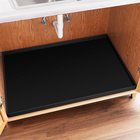 FLATO Waterproof Under Sink Mat 40" x 19" Shelf Liner for Kitchen and Bathroom, Cabinet Protector, Organizers and Storage, Flexible Silicone Drip Tray