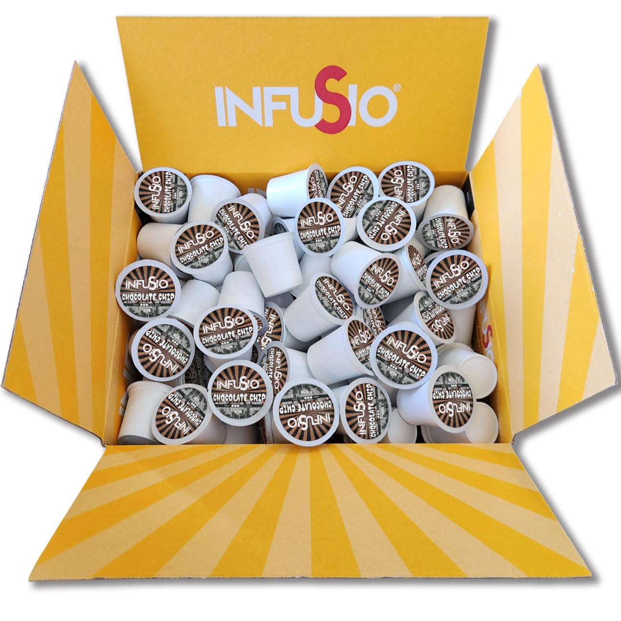 InfuSio Coffee Pods 96 Count Chocolate Chip Medium Roast Single Serve Coffee Pods for Keurig K Cups Brewers - InfuSio Premium Roasted Keurig 2.0 Compatible