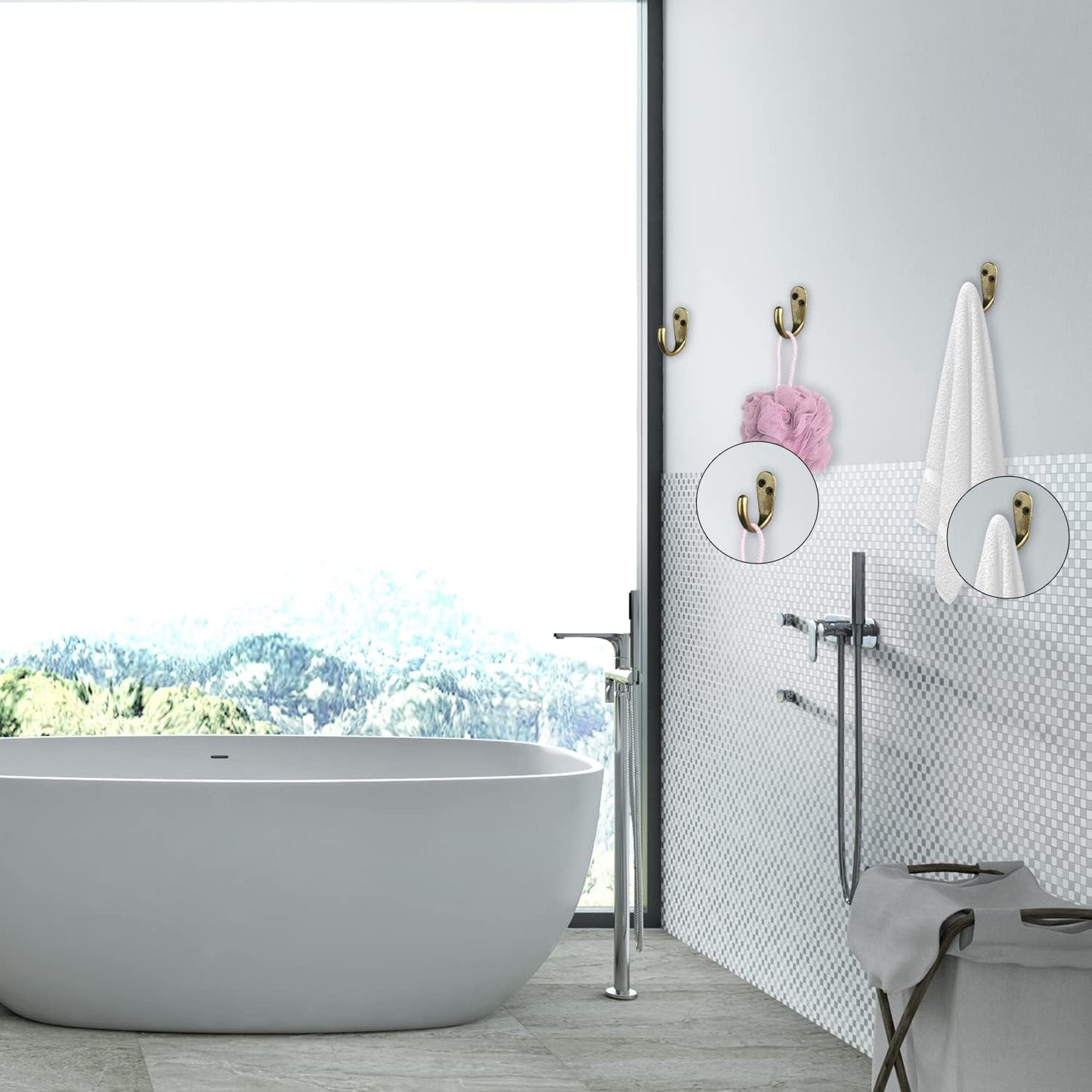 IBosins 50PCS Coat Hooks Wall Mounted Single Prong Robe Hook for Hanging Towel Hooks with 100 Screws for Cup, Mug, Bags, Hat, Cap, Scarf, Pet leashes