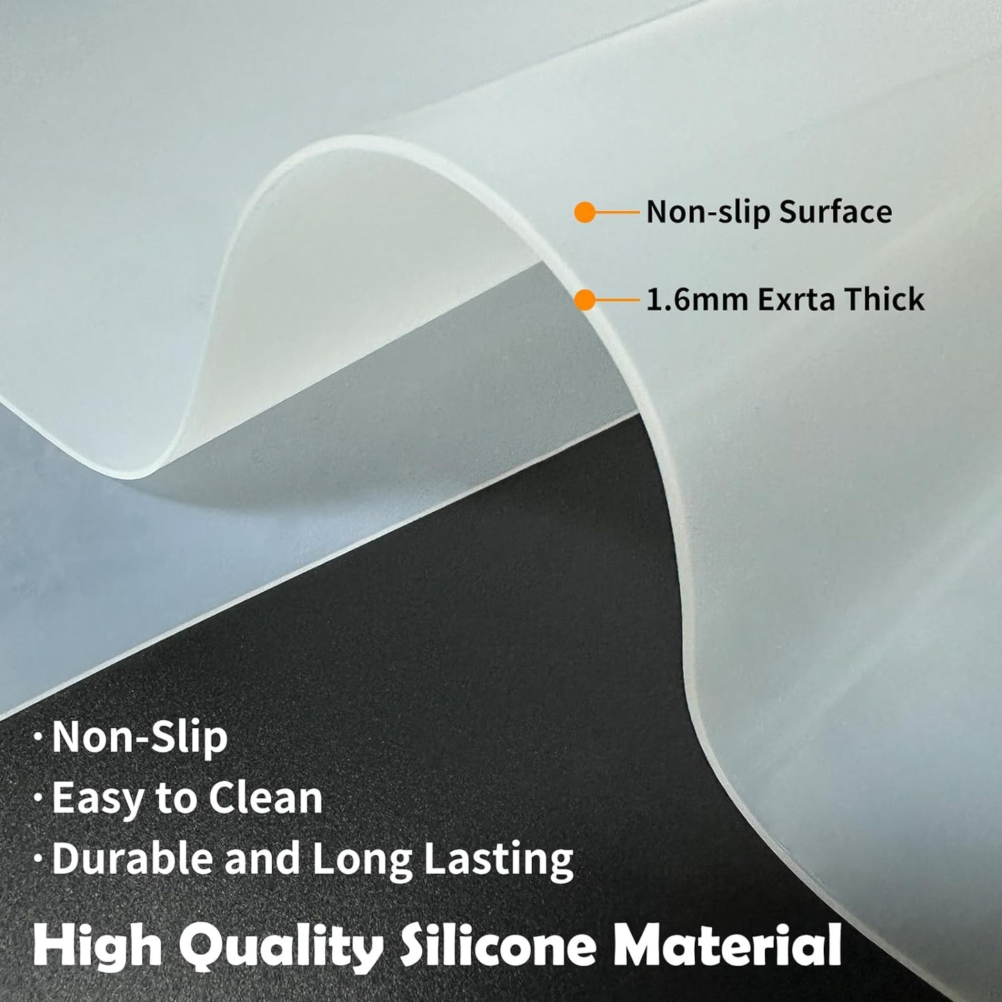 Large Silicone Mats, 78.7”x15.7”(200cmx40cm) Extra Large Silicone Heat Resistant Mat, Countertop Protector, Nonstick Waterproof Mats for Kitchen Counter, Shipped Rolled Up Kitchen Counter Mat, Black