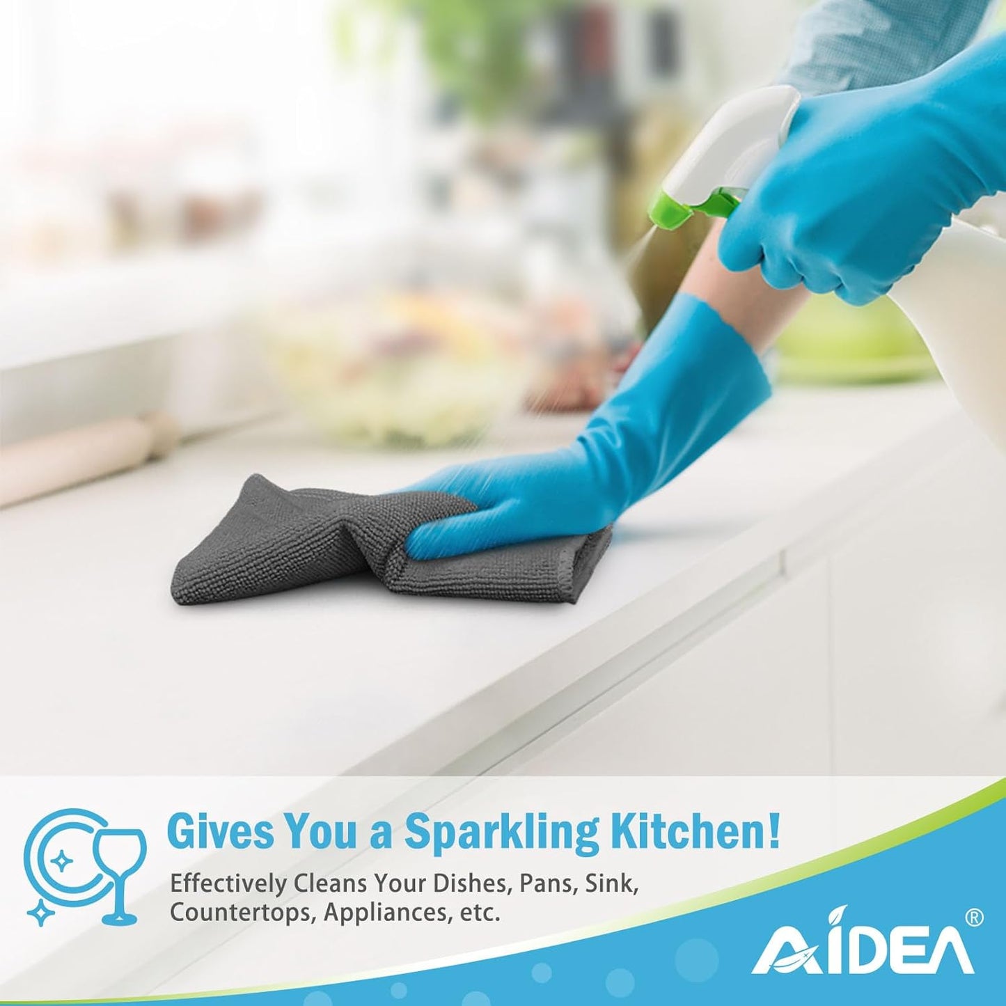 AIDEA Microfiber Cleaning Cloth-12PK, Soft Microfiber Towels for Cars, Absorbent Cleaning Rags, Lint-Free Streak-Free Wash Cloths for House, Kitchen, Window(12in.x12in), Grey
