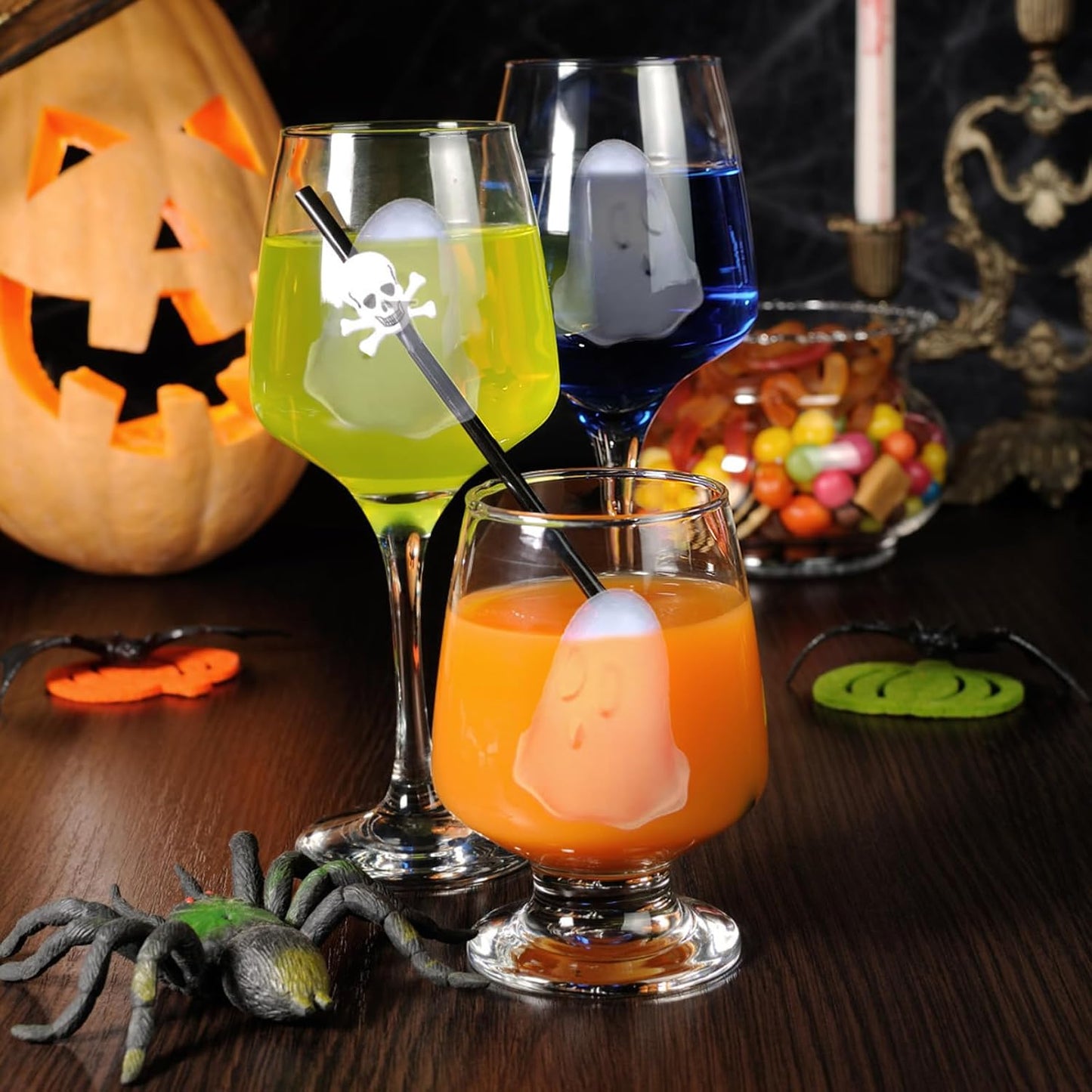 Halloween Ice Cube Molds,5PCS Ghost Silicone Molds for Chocolate, Candy, Jelly,Cake Topper Halloween Party Ice Cube Tray