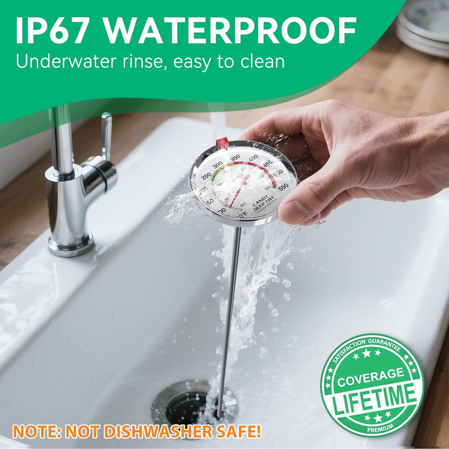 BOMATA 2-Pack Waterproof IP67 Candy Thermometers with Pot Clip, Deep Fry Oil Thermometer with Upgraded 2.5in Large Display for Cooking, Food, Turkey, BBQ, Grill... Mth400