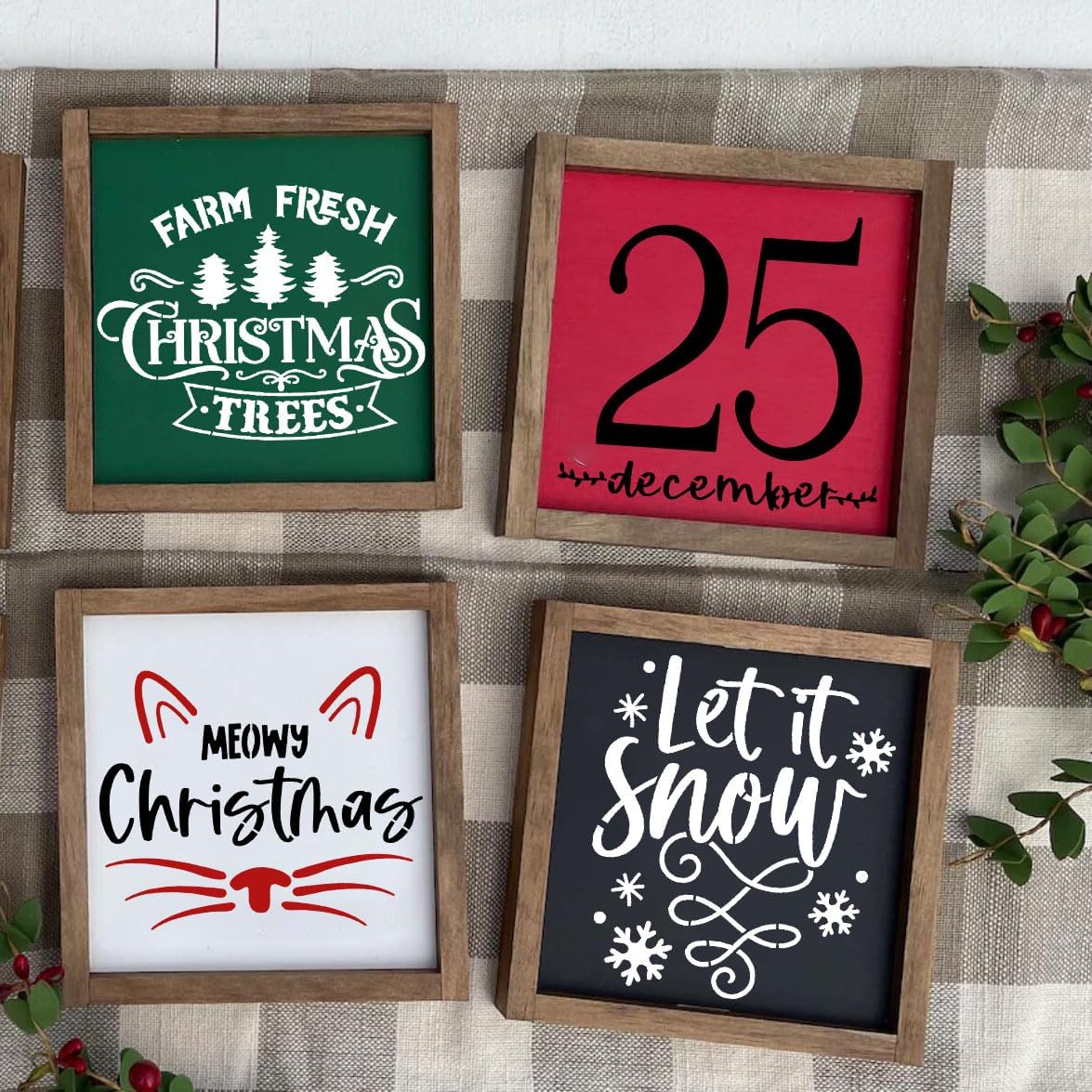 20pcs Christmas Stencils for Painting on Wood, 6' Xmas Holiday Stencil Set with Cardinal, Pet, Nativity Templates