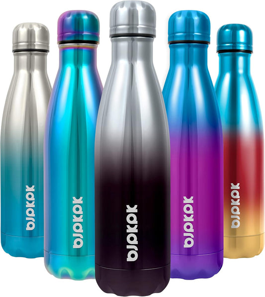 BJPKPK 17oz Insulated Stainless Steel Water Bottles,Sports Water Bottles Keep Cold for 24 Hours and Hot for 12 Hours,BPA Free for Travel,Silver miner