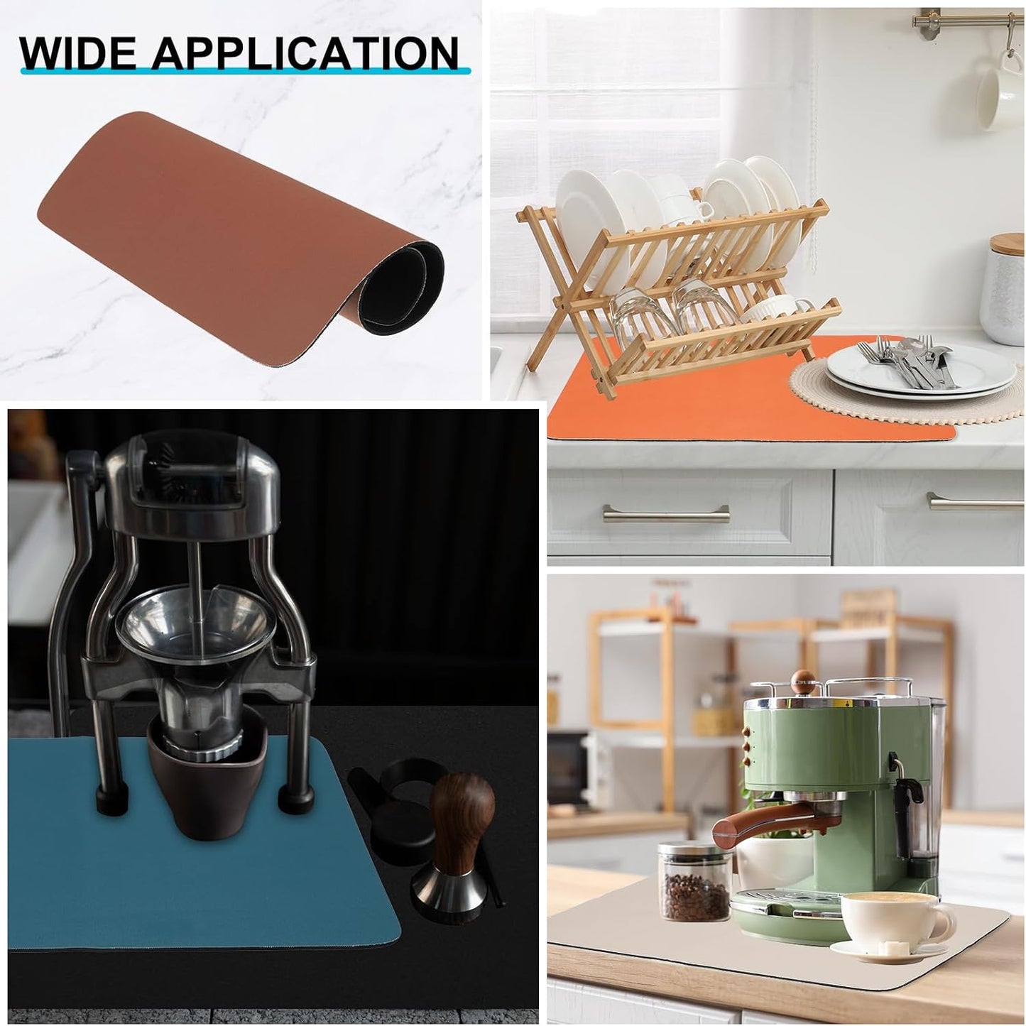 uxcell Silicone Mats for Kitchen Counter, 23.6" x 15.7" Non-Slip Countertop Protector Mat Heat Resistant Coffee Mat Waterproof Table Placemat, Brown