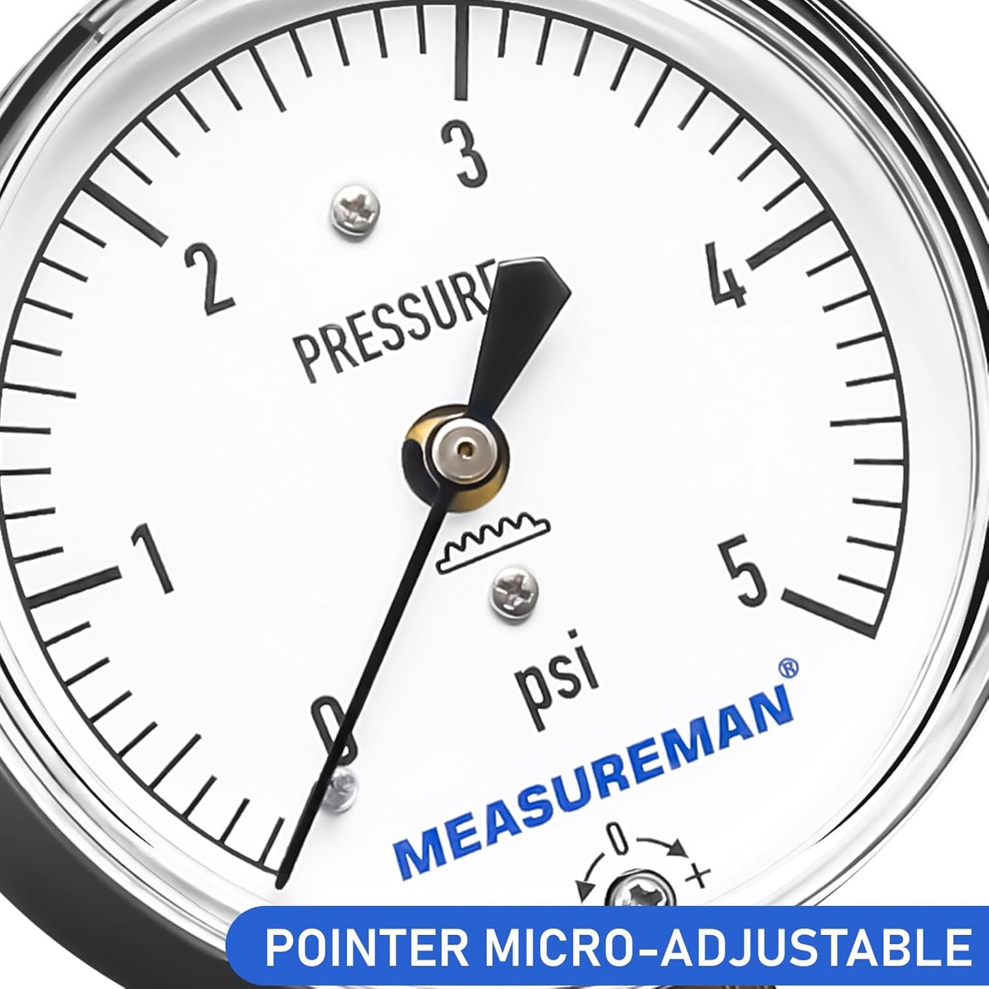 MEASUREMAN Diaphragm Type Capsule Low Pressure Gauge with Valve，3/4" FNPT Connection， 2-1/2" Dial, Adjustable, 0-5Psi