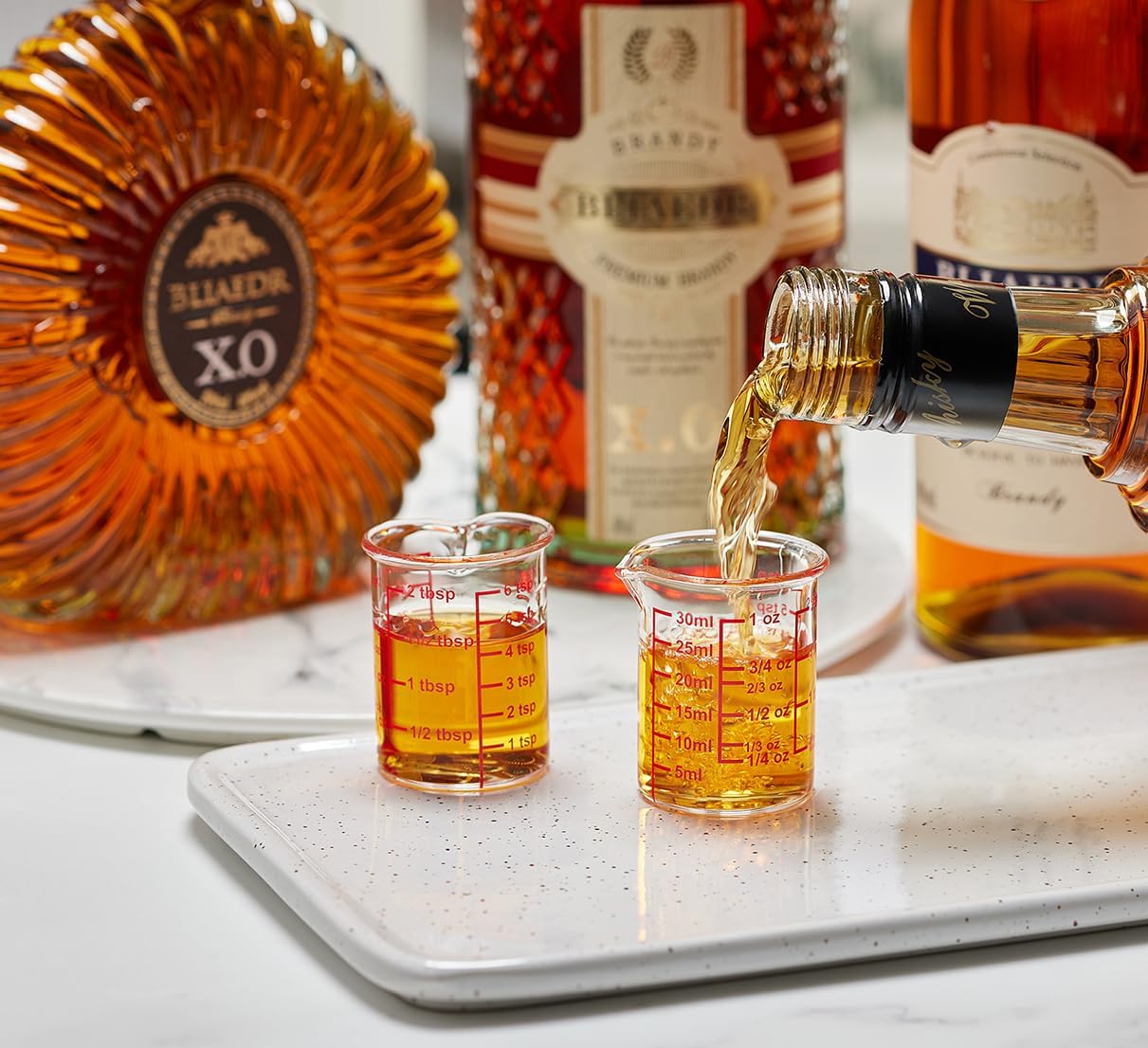 High Borosilicate Glass Measuring Cup with V-Shaped Spout, 30ml (1oz) | Pack of 2 – Precision Glass Measuring Cup for Kitchen & Bar