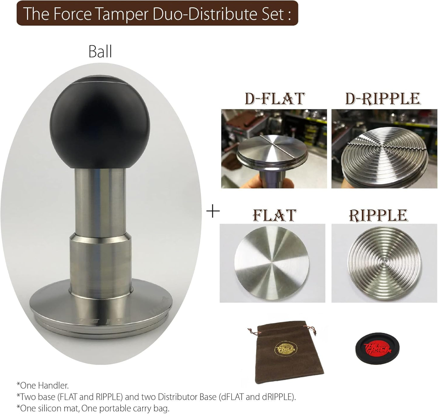 The Force Tamper Automatic Impact Coffee Tamper Adjustable Const Pressure and Autoleveling Duo-Distribute Set New