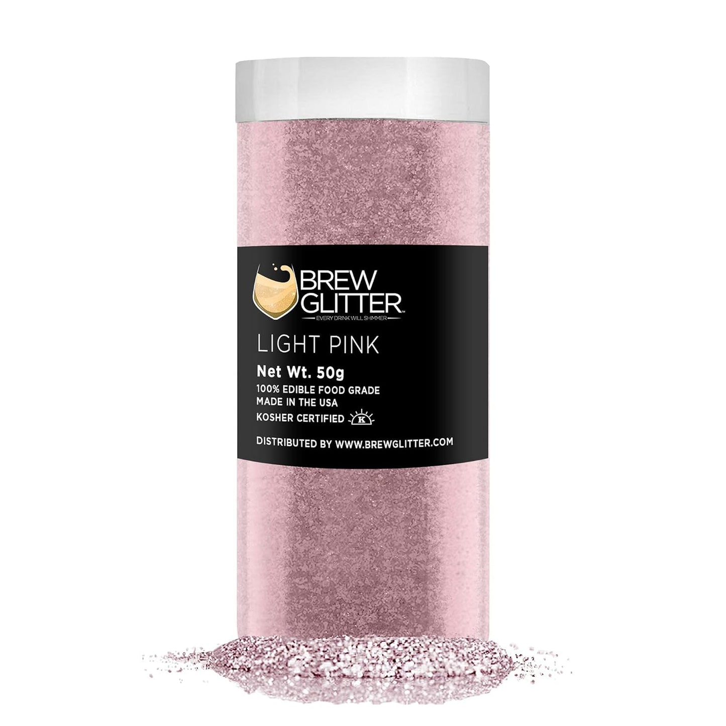 Light Pink BREW GLITTER Edible Glitter For Drinks, Cocktails, Beer, Garnish Glitter & Beverages | KOSHER & HALAL Certified | 100% Edible & Food Grade | Vegan, Gluten, Nut Free (50g, Light Pink)