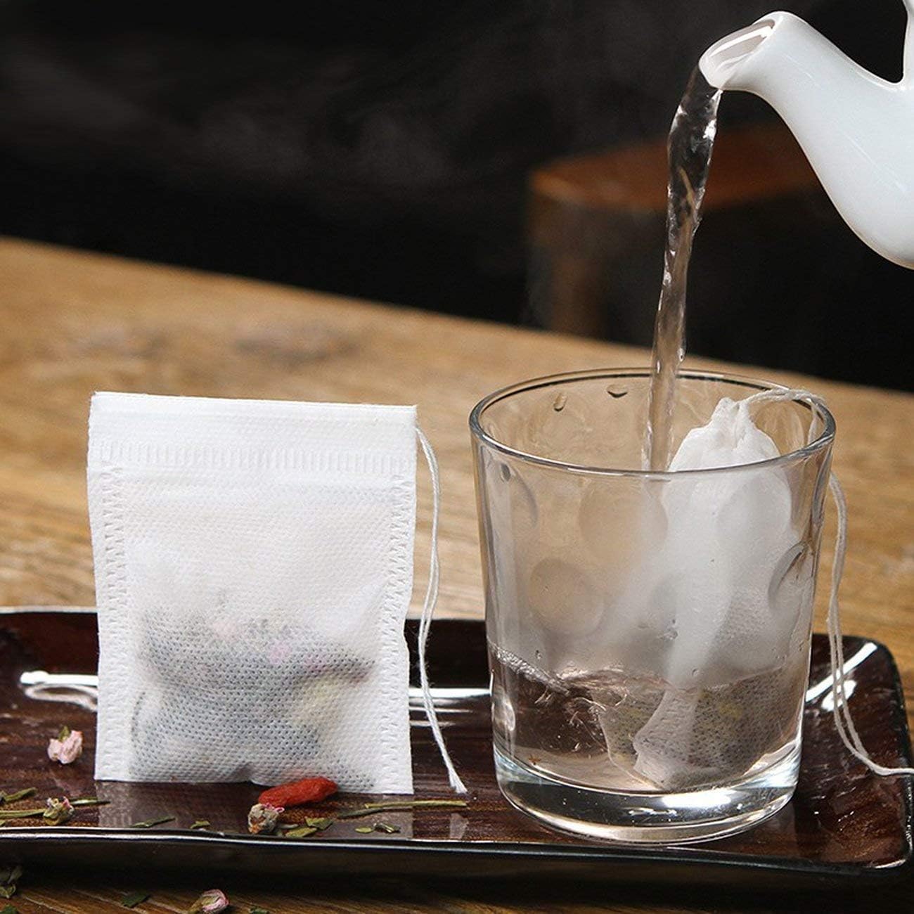 Fenshine 400 Pcs Tea Filter Bags Disposable Empty Tea Bags Drawstring Seal Tea Infusers Bag for Loose Leaf Teal
