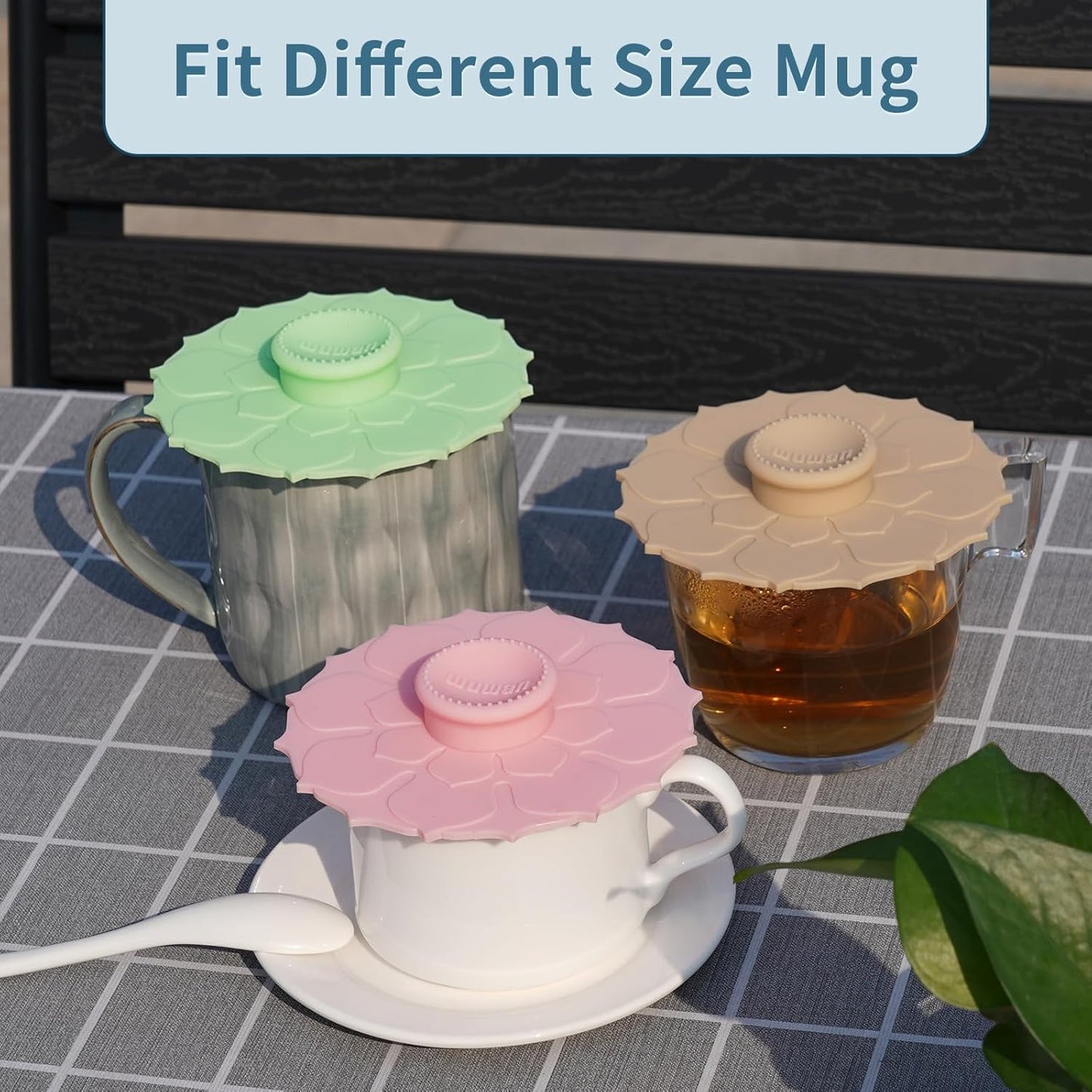Silicone Cup Covers 4.1 Inch Reusable Silicone Mug and Cup Lids Suction Seal Lid Caps to Keep Drink Warm or Cold for Steeping Coffee Tea And Drink Cover (wuwan flower 3pcs, 3)