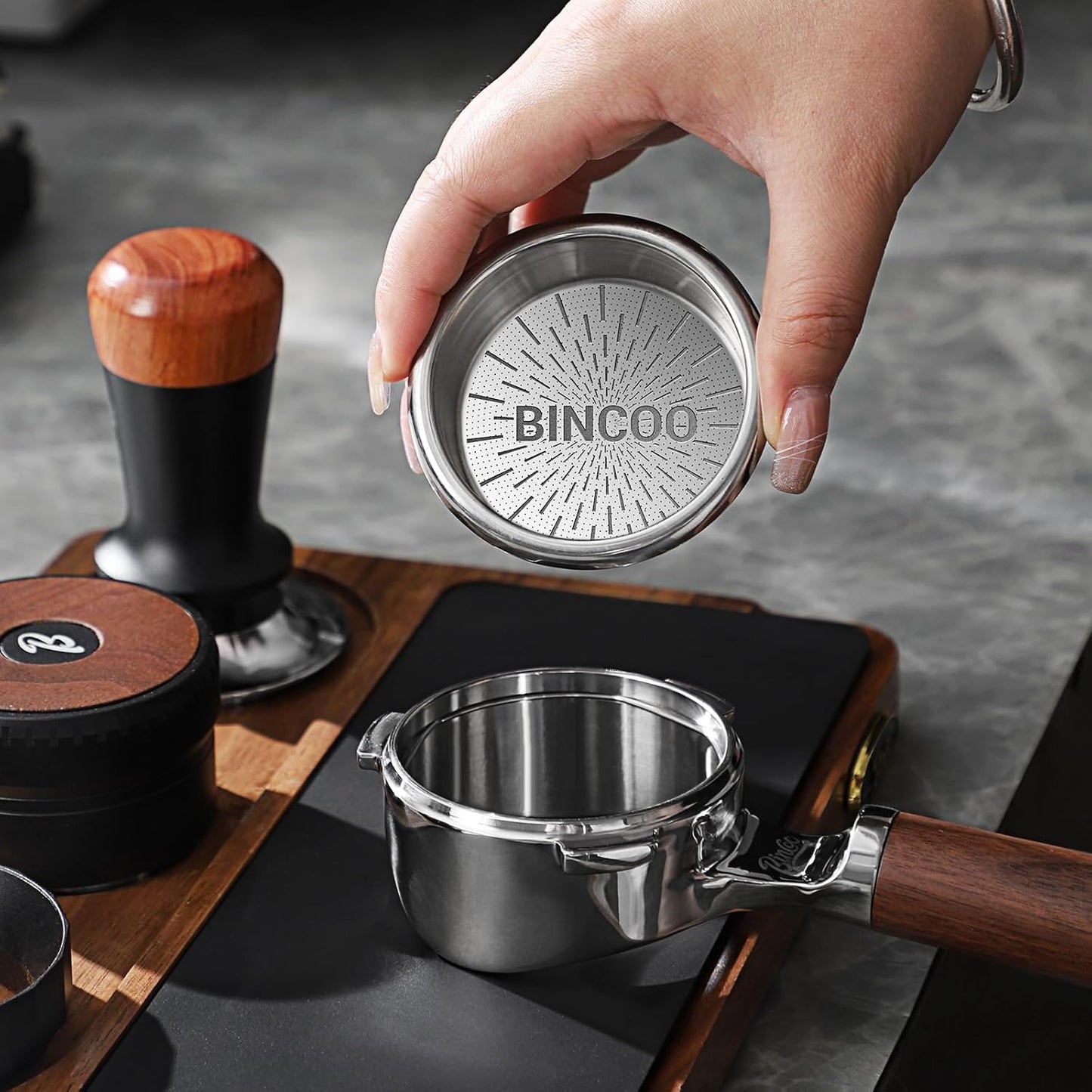 Bincoo Precision Espresso Filter Basket Compatible with 58mm Espresso Machine Portafilters,304 Stainless Steel Portafilter Basket for 16g/18g/20g,High-Precision Holes(16g - 58.5mm)