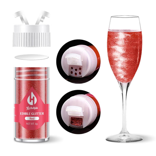 Red Edible Glitter for Cocktails - 6g Red Luster Dust Edible Drink Glitter Food Grade Metallic Shimmer Powder Sprinkles for Beverage Cake Chocolate Candy