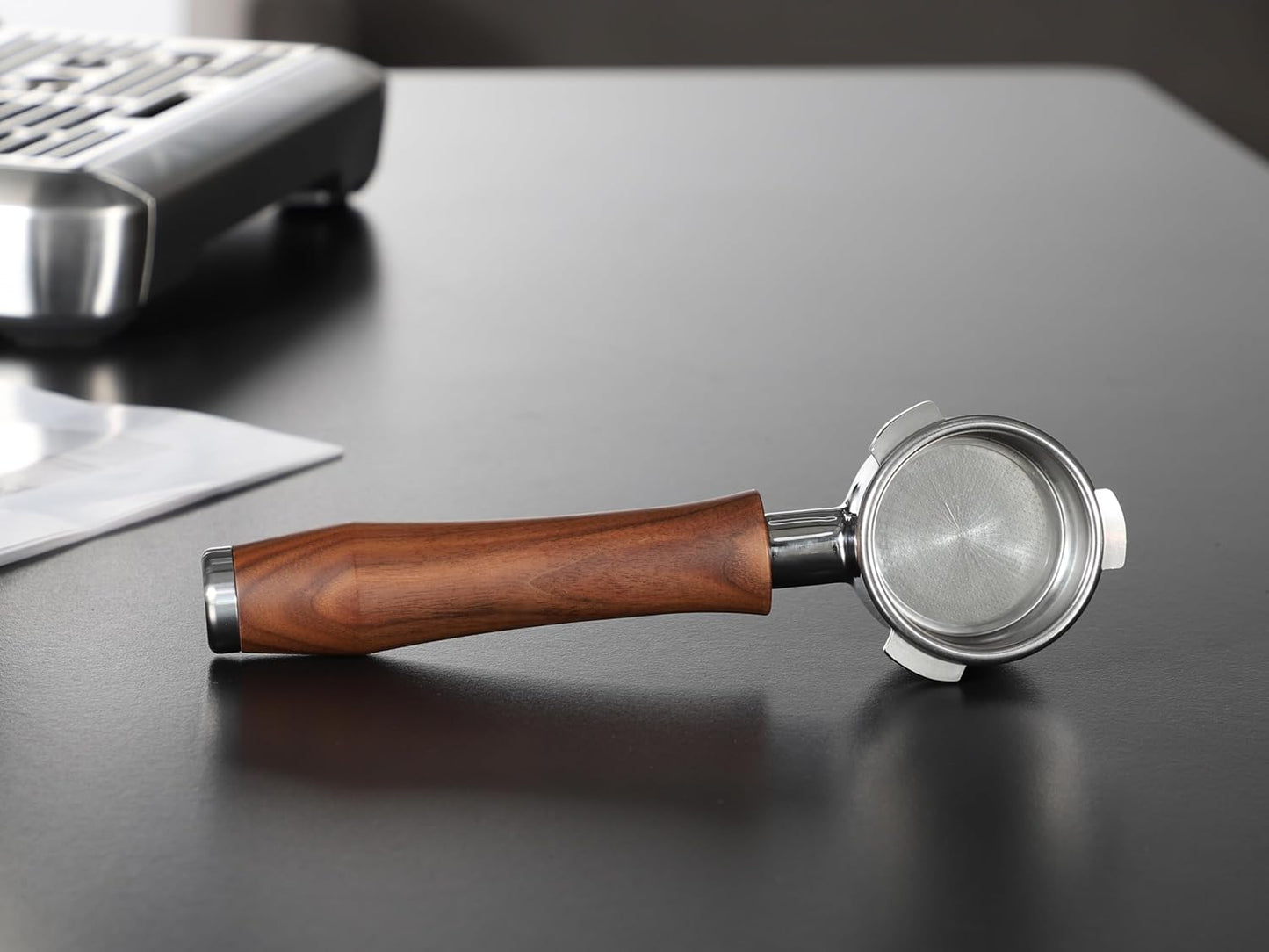 54mm Bottomless Portafilter with Puck Screen | Fits for 54mm Breville Machines | Stainless Steel portafilter and Walnut wood Handle|Espresso Machine Accessories(Walnut)