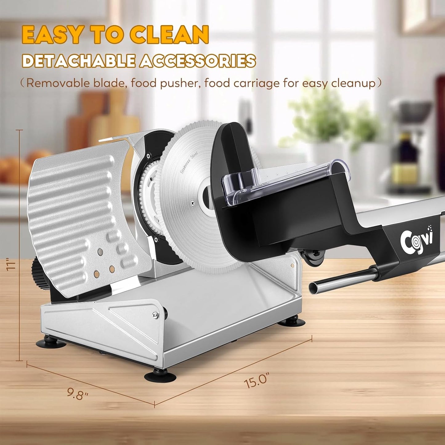 CGOLDENWALL Meat Slicer, 220W Electric Deil Food Slicer with 2 Removable 7.5" Blades, 4/5" Adjustable Thickness, Food Slicer Machine for Home Cutting Meat Cheese Bread Vegetables, 110V CE