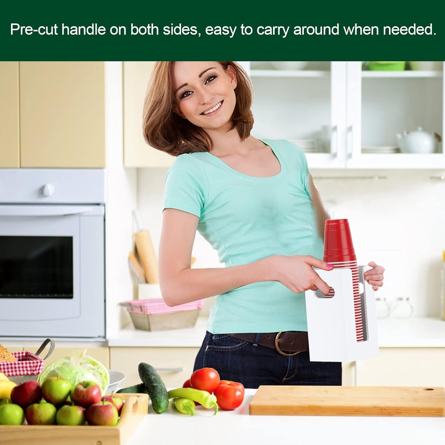 Disposable Coffee Cup Dispenser with Handles, Countertop or Wall Mount Hot/Cold Drink Cup and Lid Holder - Bathroom/Kitchen/Office Acrylic Cup Lid Storage Organizer (1 Compartment, White)