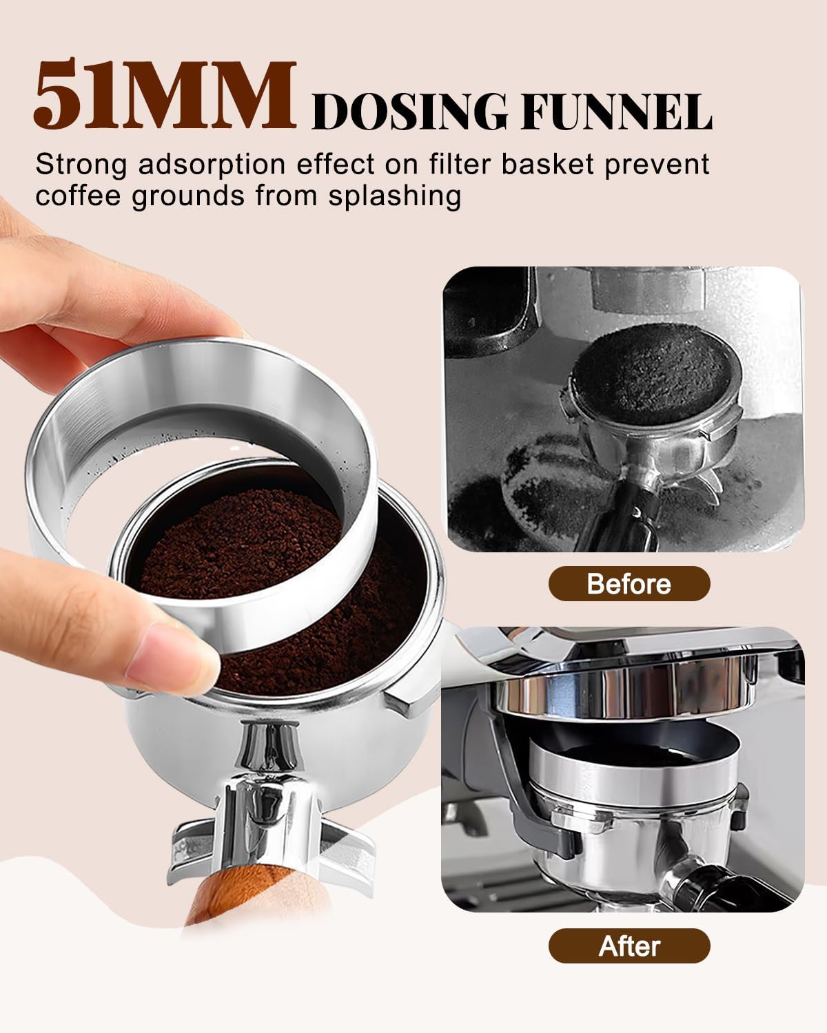 Espresso Accessories Kit, 53mm Espresso Tampera and Dosing Funnel Set, WDT Tool Espresso, 53.5mm Puck Screen, Tamper Mat, Coffee Espresso Accessories Kit for 51 mm Portafilter Barista Tools