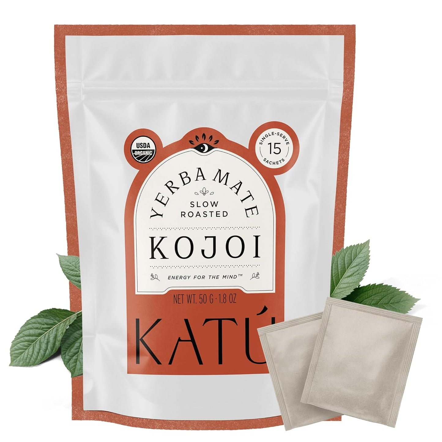 Katú Kojoi Tea Bags - Premium USDA Organic Yerba Mate Tea, Slow Roasted, Unsmoked, Air Dried, Loose-Leaf, Aged, Natural Energy - 15 Count
