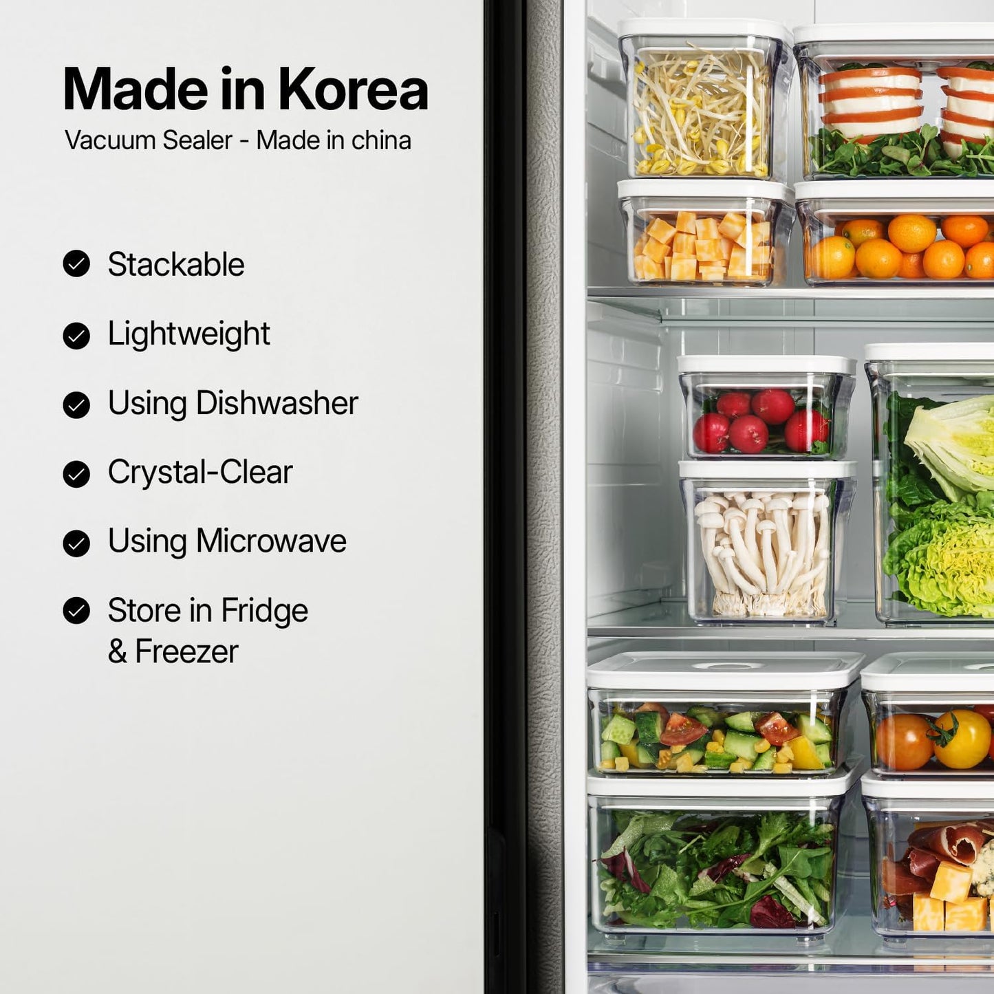 VAKUEN Premium Airtight Food Storage Containers, 2PC-SET(0.53qt), Smart One-Click Seal Lid, Patented Double Silicone Lining, 100% Leak Proof, BPA-FREE, Dishwasher, Freezer & Microwave Safe