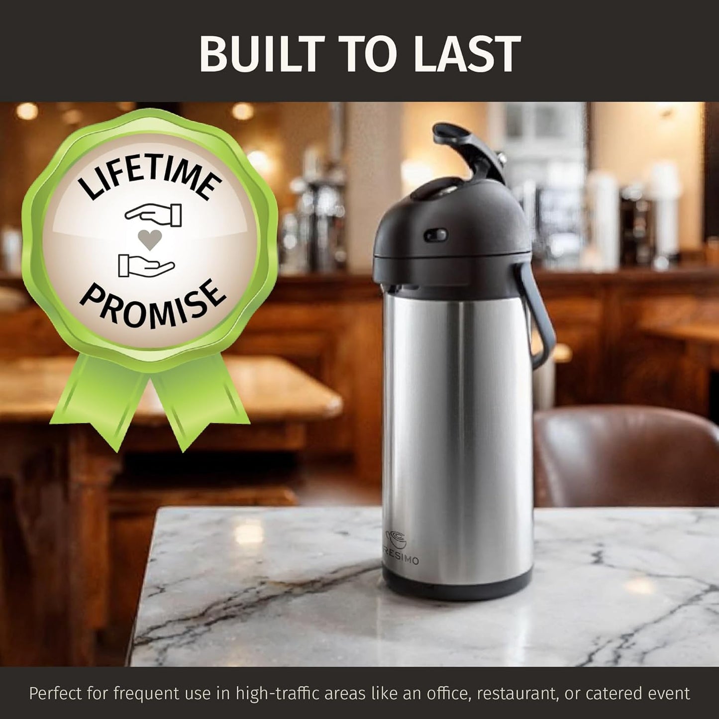 Coffee Carafe Airpot & Cleaning Brush - 101oz / 3L Airpot 12 Hours Hot Water Dispenser or 36 Hours Cold Drink Dispenser with Pump - Easy Dispensing Coffee Carafes for Keeping Hot Extra Large - Cresimo