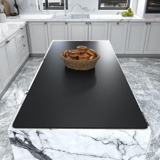 Warome Heat Resistant Mat, 47"x 23" Silicone Mat, Extra Large Silicone Mats for Kitchen Countert, Nonslip Kitchen Countertop Protector for Baking/Crafts, No Creases-Black
