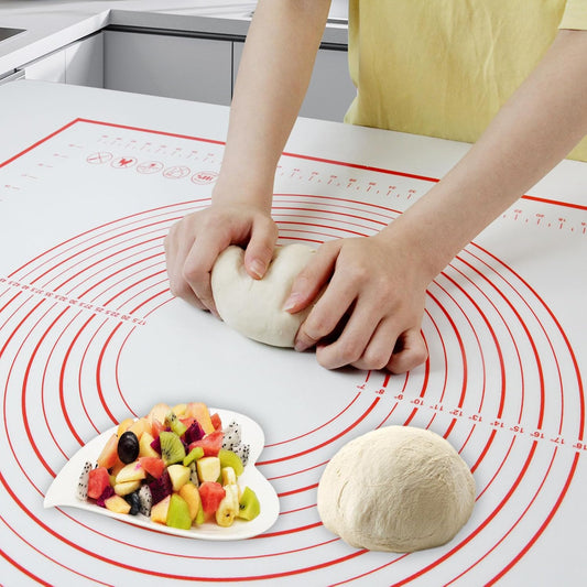 32x24" Extra Large Dough Mat Silicone Baking Mats for Rolling Pastry Kneading Sheet Sourdough Bread Baking Supplies Red