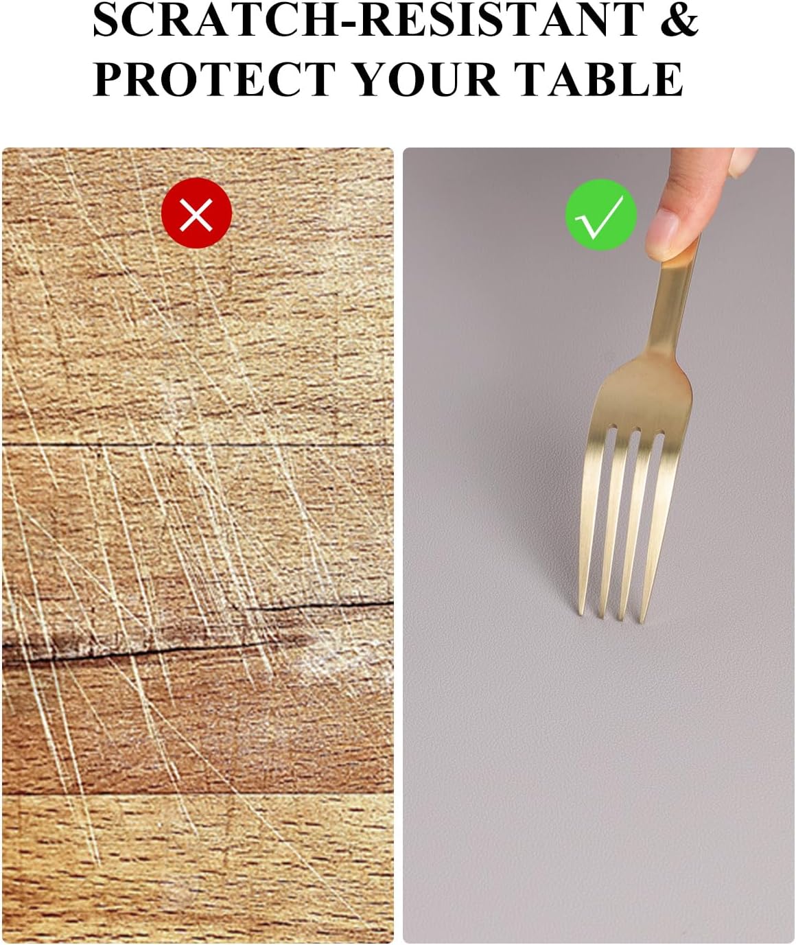 Light Gray Plastic Table Cover Protector, 42" x 60" Waterproof Easy Flat PVC Desk Pad Mat, 1.5mm Thick Rectangle Vinyl Table Top Protector for Dining Room Table, Office, Dresser