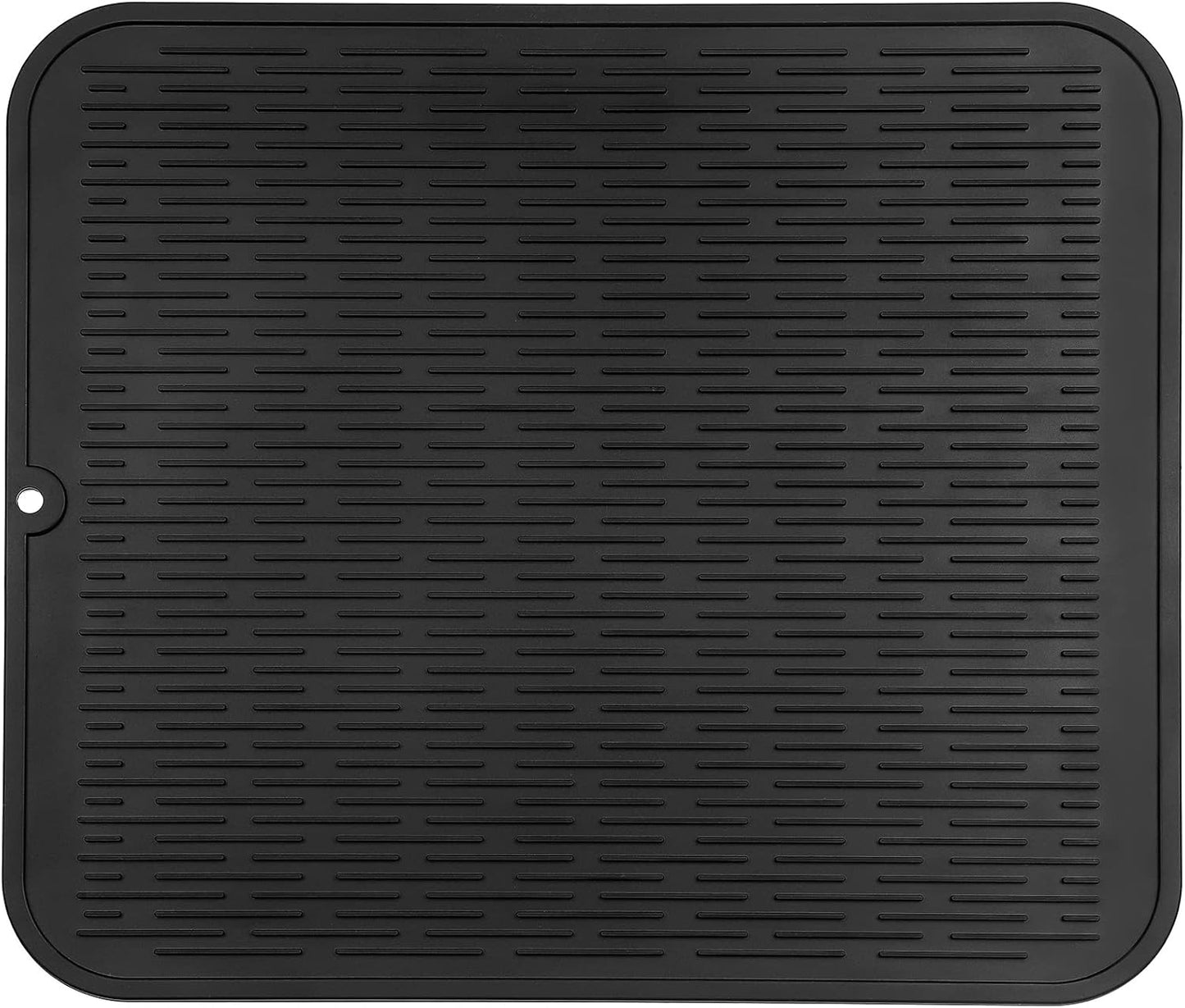 Silicone Dish Drying Mat for Multiple Usage,Easy clean,Eco-friendly,Heat-resistant Silicone Mat for Kitchen Counter or Sink,Refrigerator or Drawer Liner Black 2XL 24 inches x 18 inches