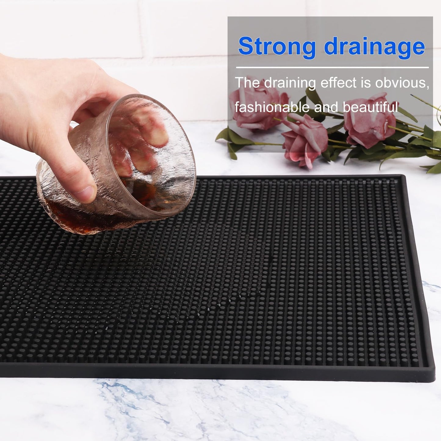 5 Pack Rubber Bar Mats, 18" x 12" Black Bar Service Mat, Spill Mat for Countertop, Bartending, Rubber Bar Mats, Efficient and Stylish Solution for Every Bartending Need,by KUKLIPJIM