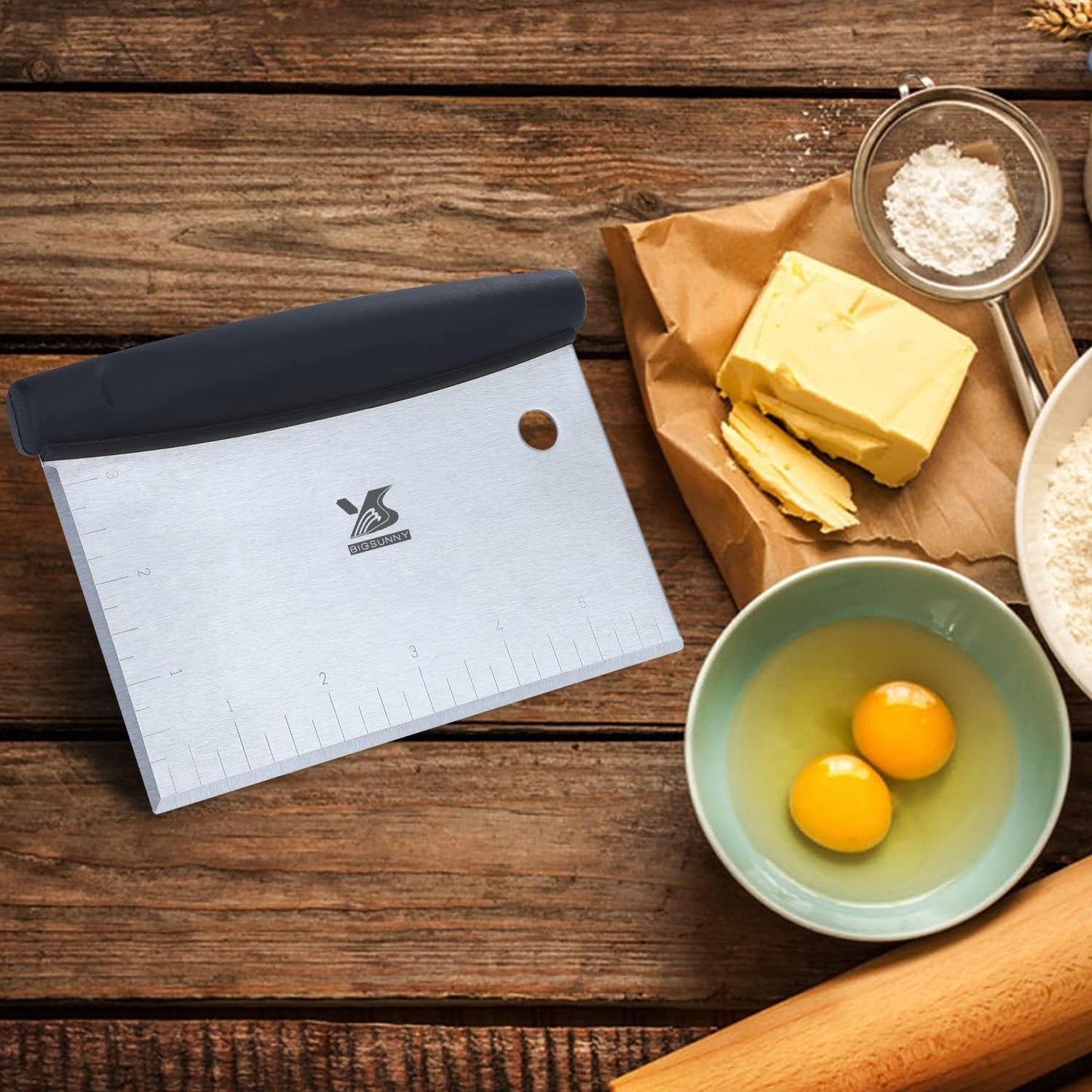 MSY BIGSUNNY Dough Scraper Baking Pastry Cutter Good Grip Pastry Scraper Chopper Stainless Steel Dough Cutter