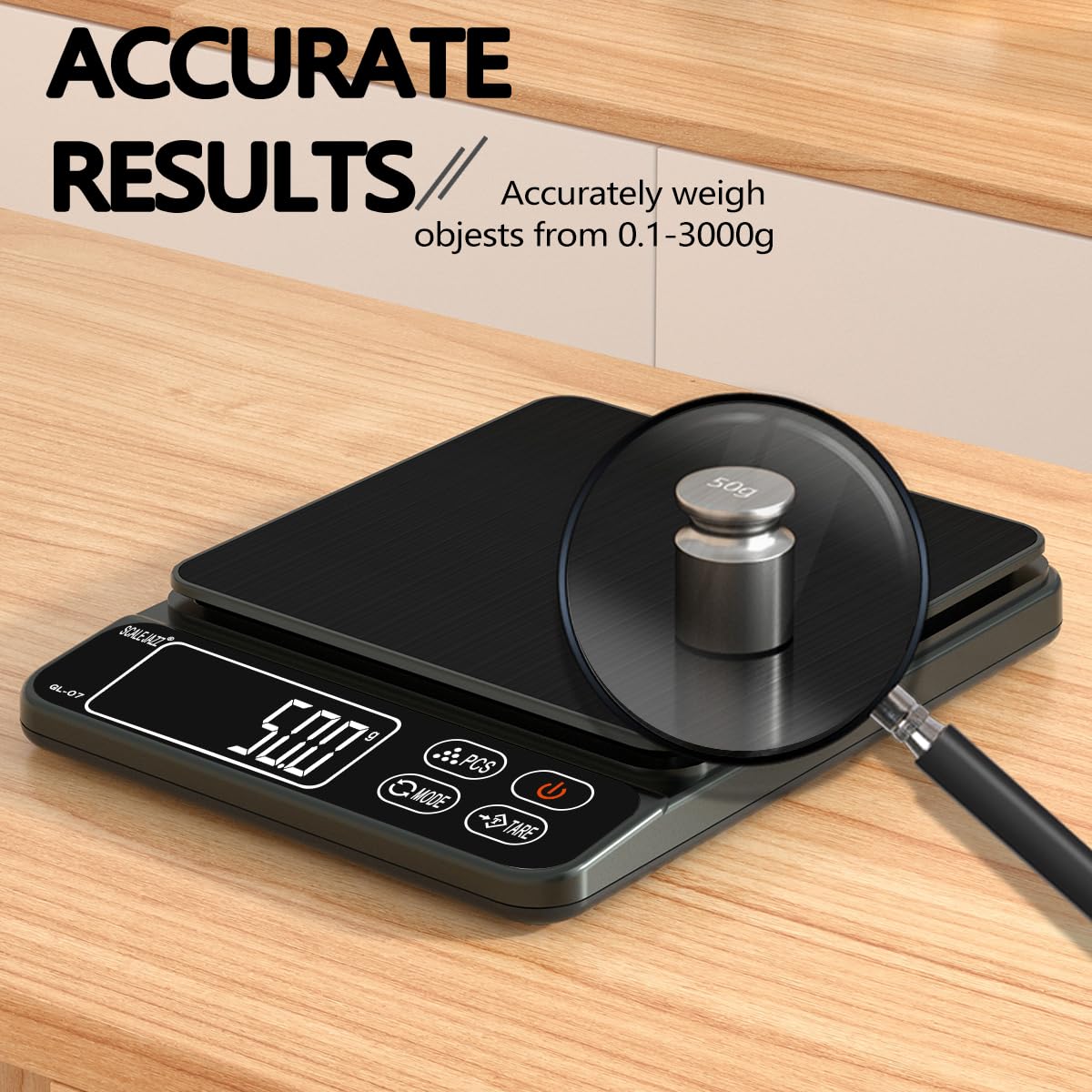 Mini Scale,6.6lb Scale for Grams,Digital Scale Food，Cooking Scale and Food Scales for Kitchen，Food Scale Grams and Ounces,Grams Scale,7Units,Auto Off,Tare,PCS,LCD Display