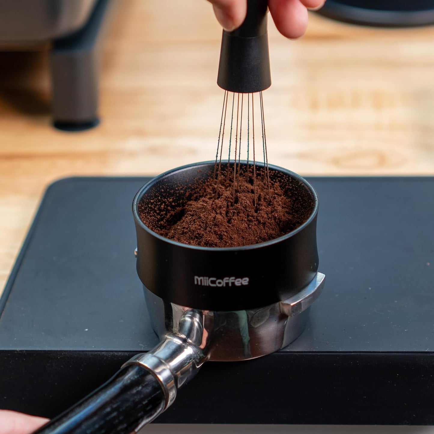 MiiCoffee 58mm Magnetic Dosing Funnel - Espresso Coffee Dosing Ring - Anodized Aluminum with 9 Magnetized Steel Compatible with 58mm Portafilter (Tall)