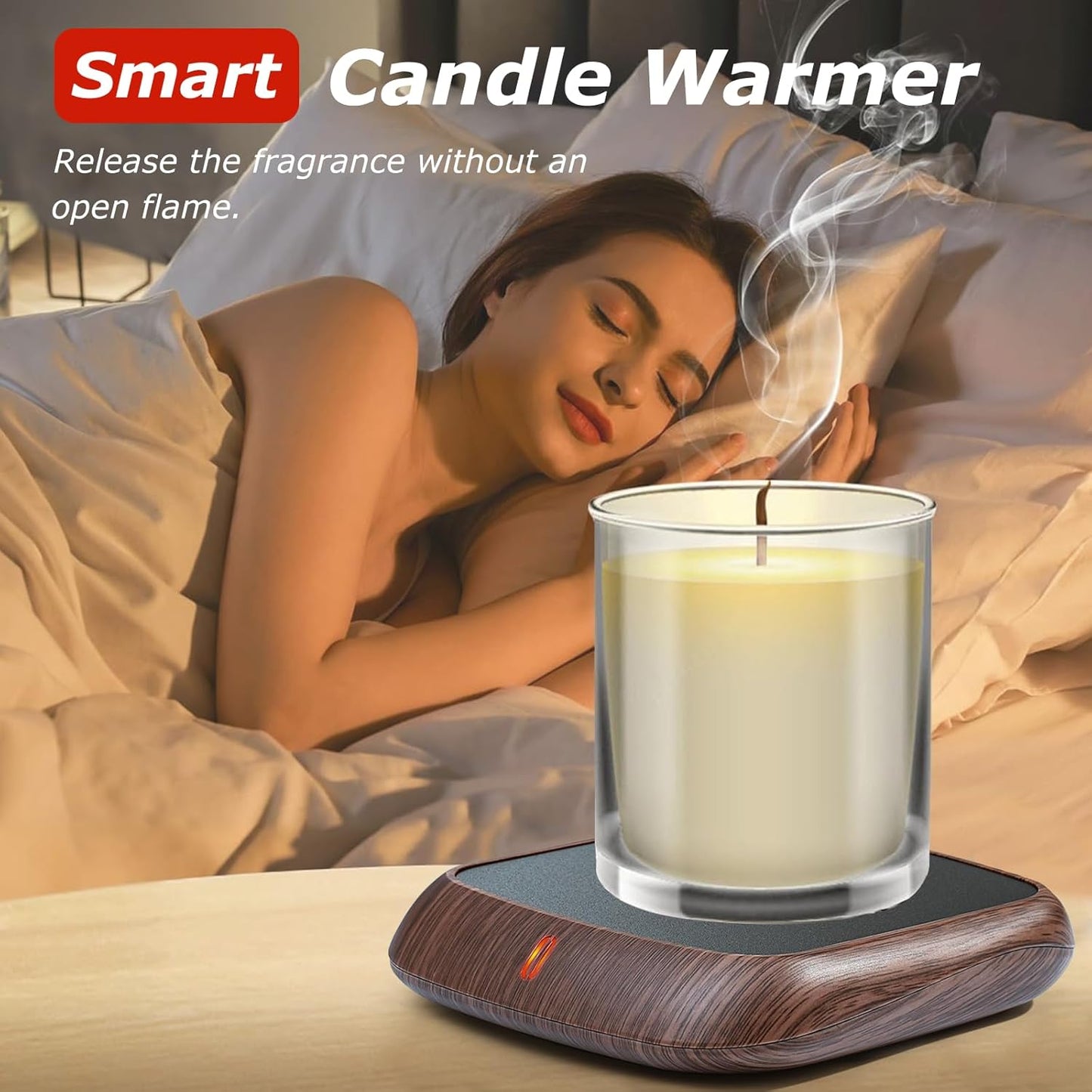 PUSEE Large Candle Warmer Plate with 6H Auto Shut Off, Coffee Mug Warmer with 3 Temp Settings,Wax Candle Warmer Safely Releases Scents Without a Flame,Tea Cup Warmer for Desk in Your Home & Office