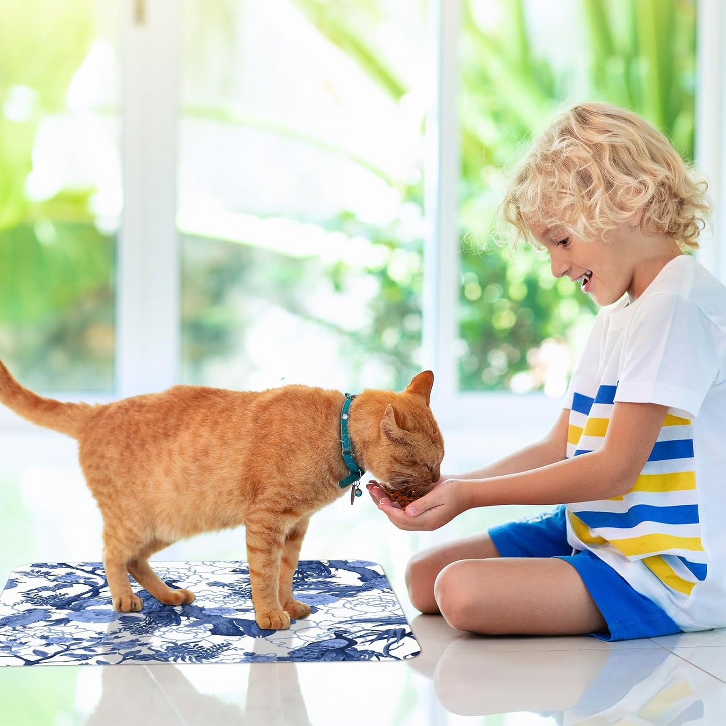 Blue Peacocks Birds Coffee Bar Mat, Rubber Backing, Dish Drying Mat for Kitchen Counter, Absorbent Coffee Maker Mats for Countertop, Heat Resistant, Coffee Flavor Menu,15.7"x11.8 " Small