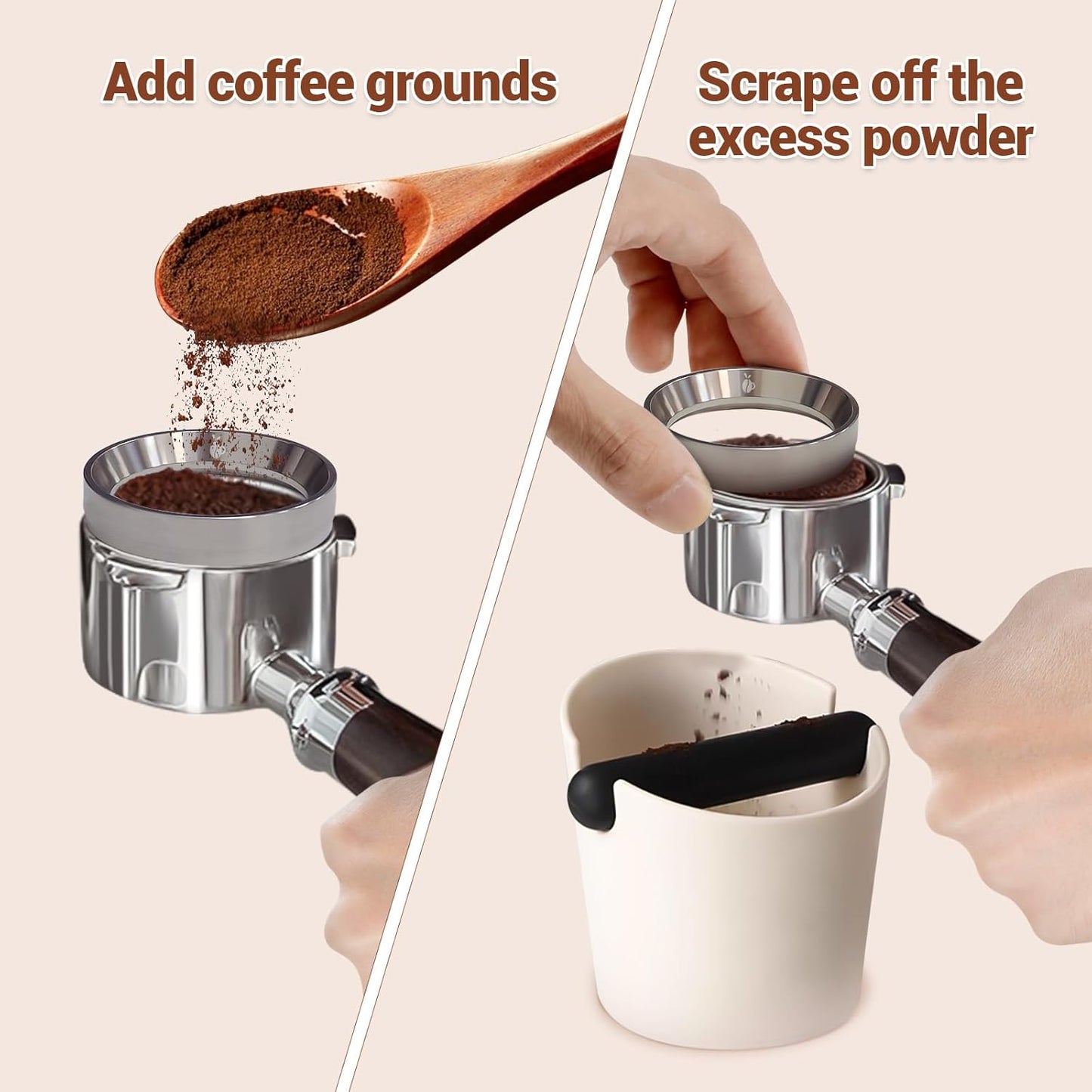 58mm Espresso Dosing Funnel, 304 Stainless Steel Coffee Dosing Ring, Portafilter Funnel with 6 Magnetic, Barista Tools Compatible with Breville 58mm Portafilter